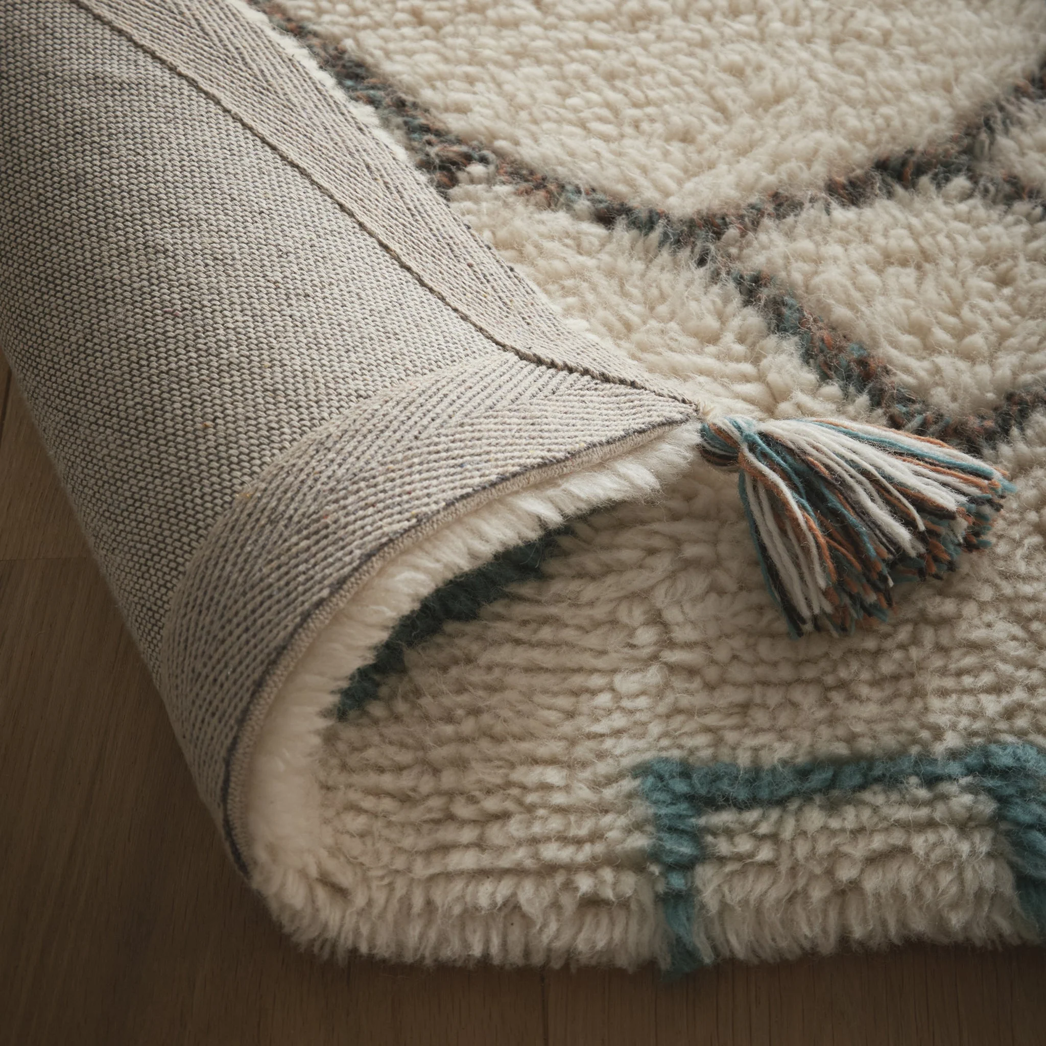 Berber Knotted Chain Rug Ivory/Multi - Image 5