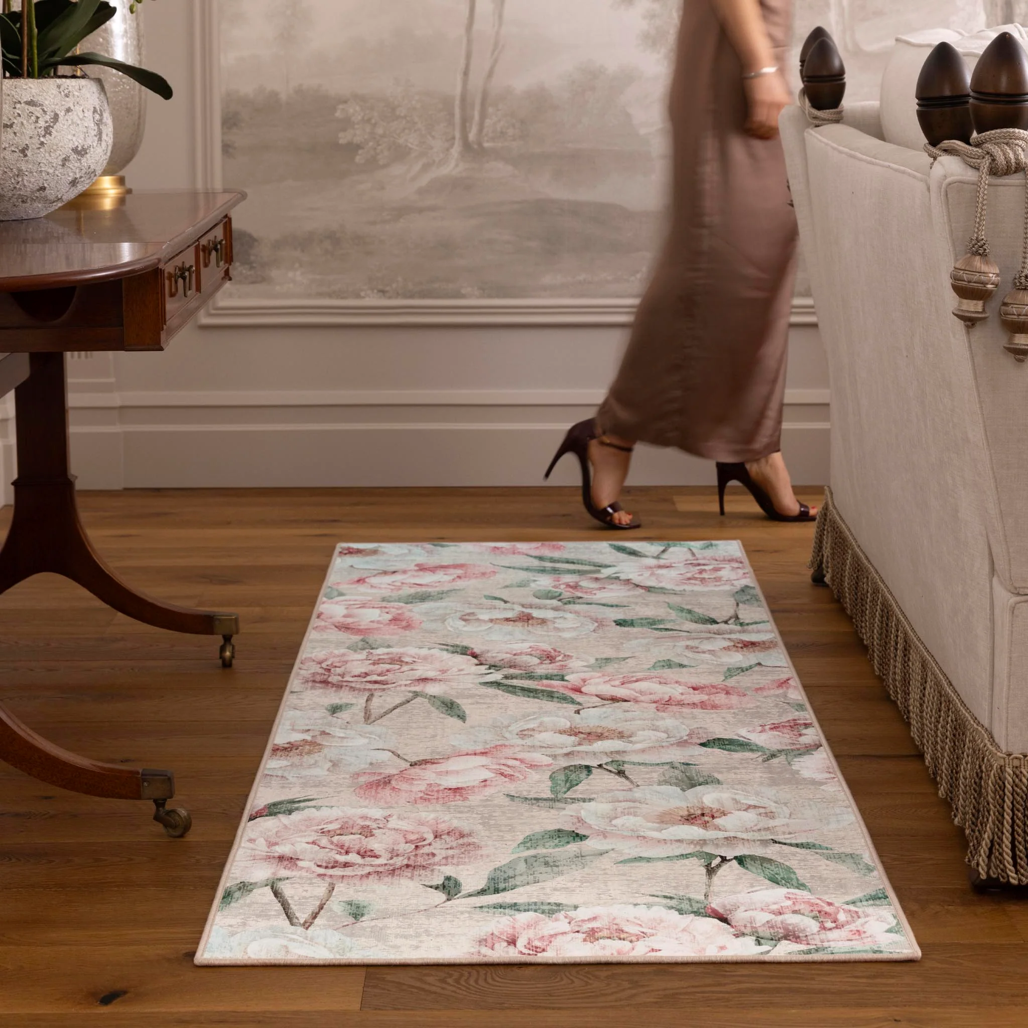 Blooming Peonies Pink Eco-Washable Runner - Image 2