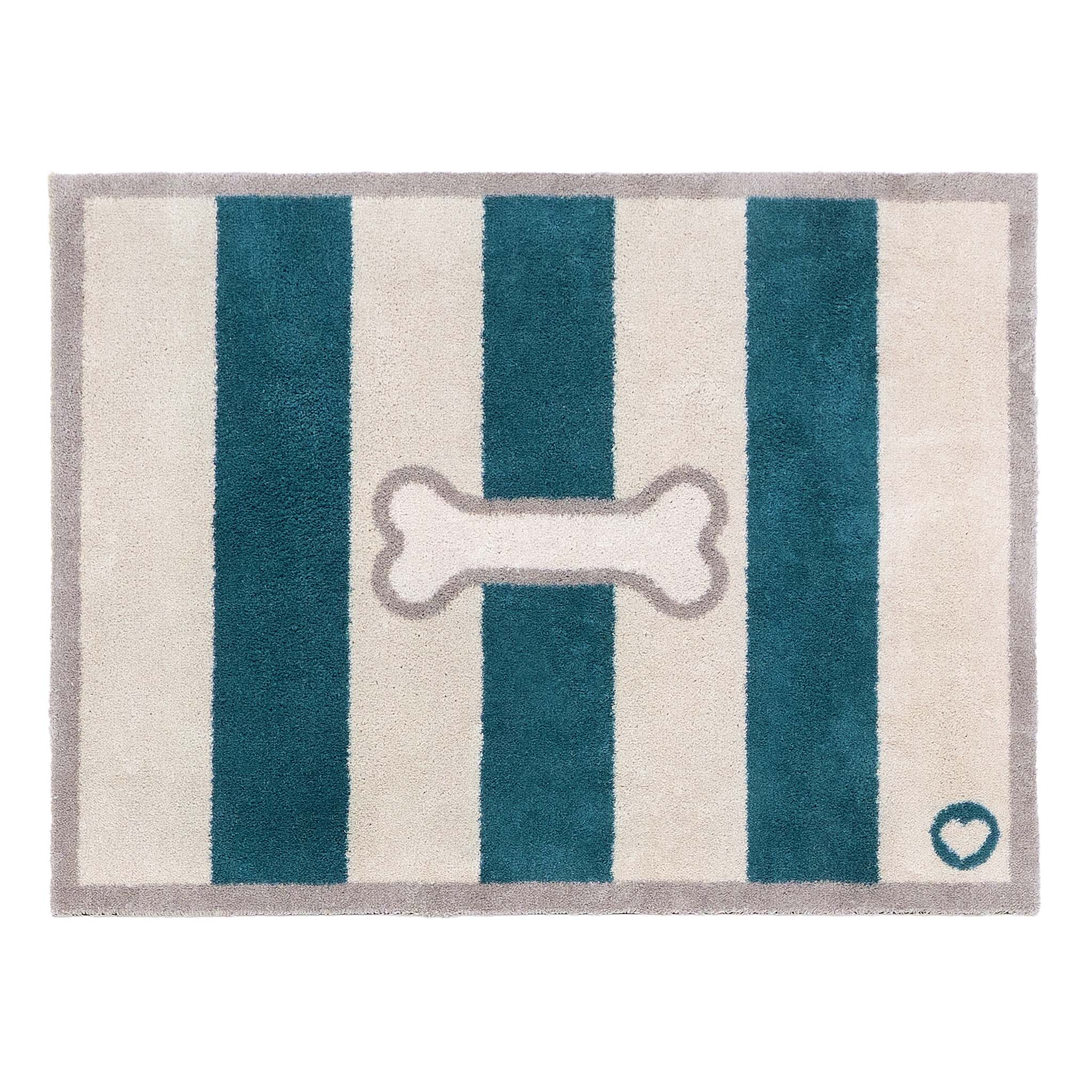 Bone Stripe Teal Washable Doormat