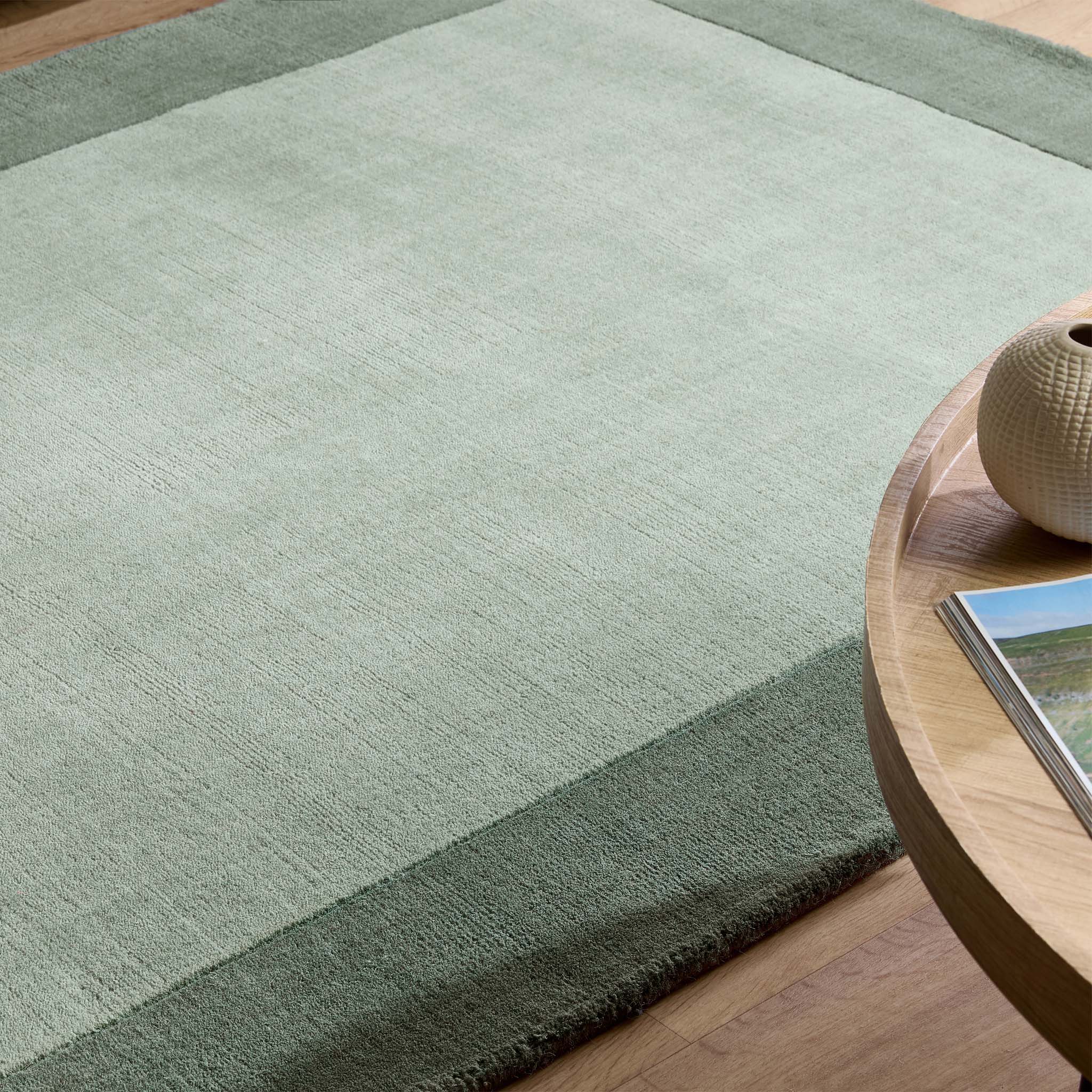 Borders Wool Rug Sage Green - Image 3