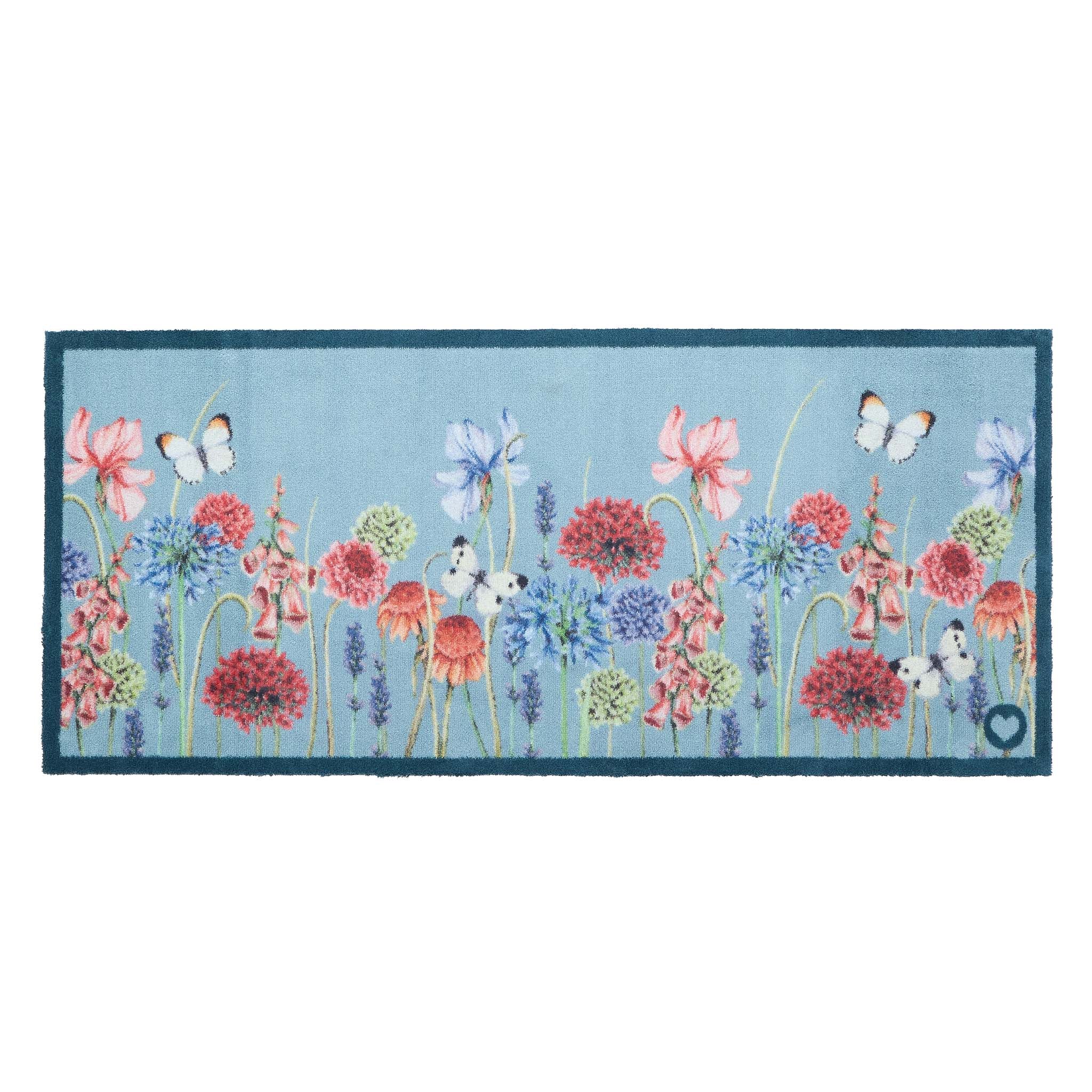 Butterfly Garden Blue Washable Runner