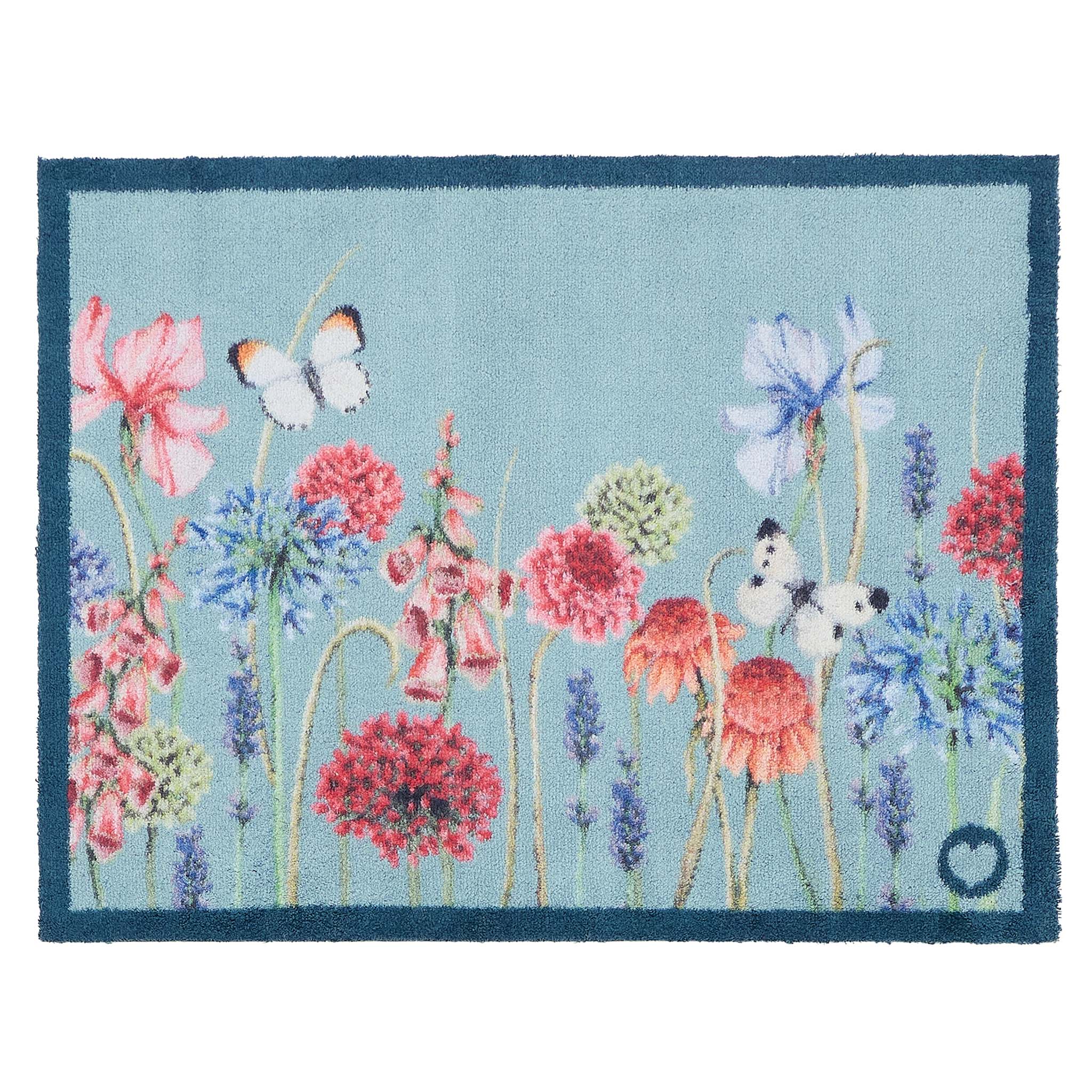 Butterfly Garden Blue Washable Doormat