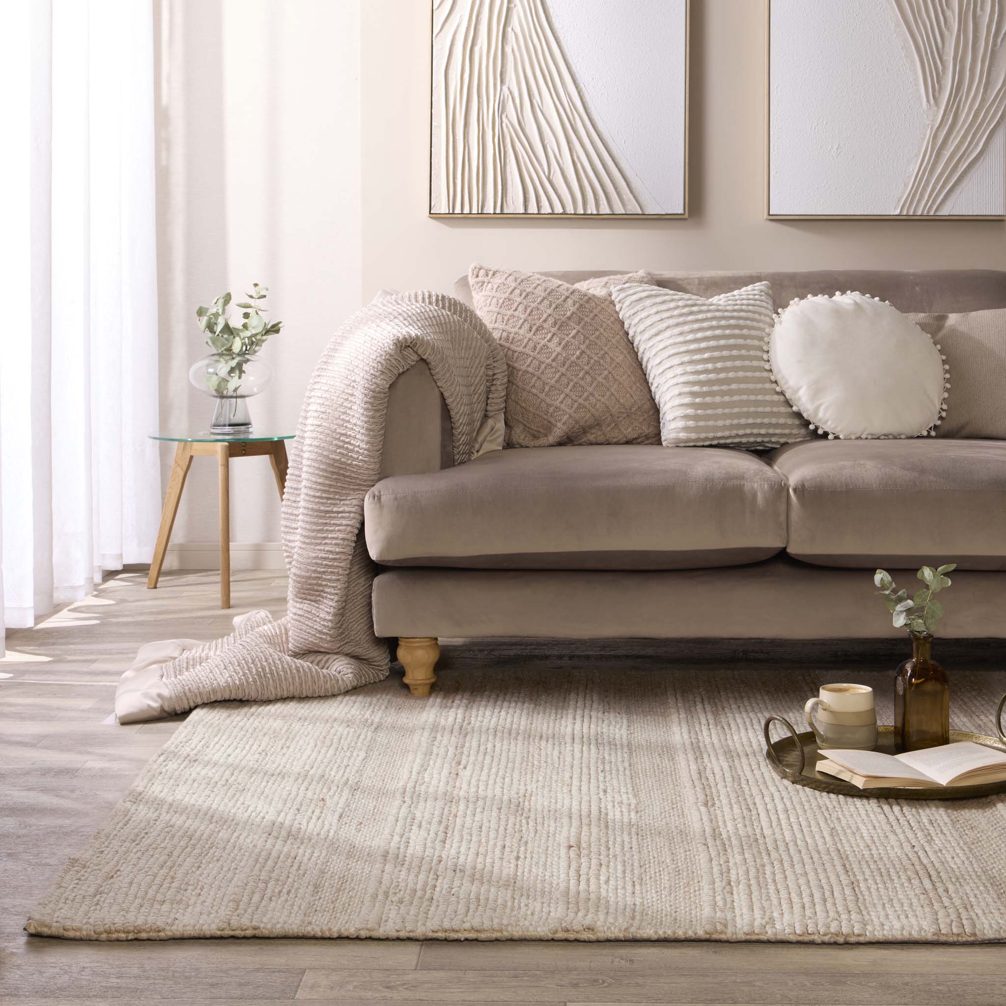 Chunky Knit Rug Cream - Image 2
