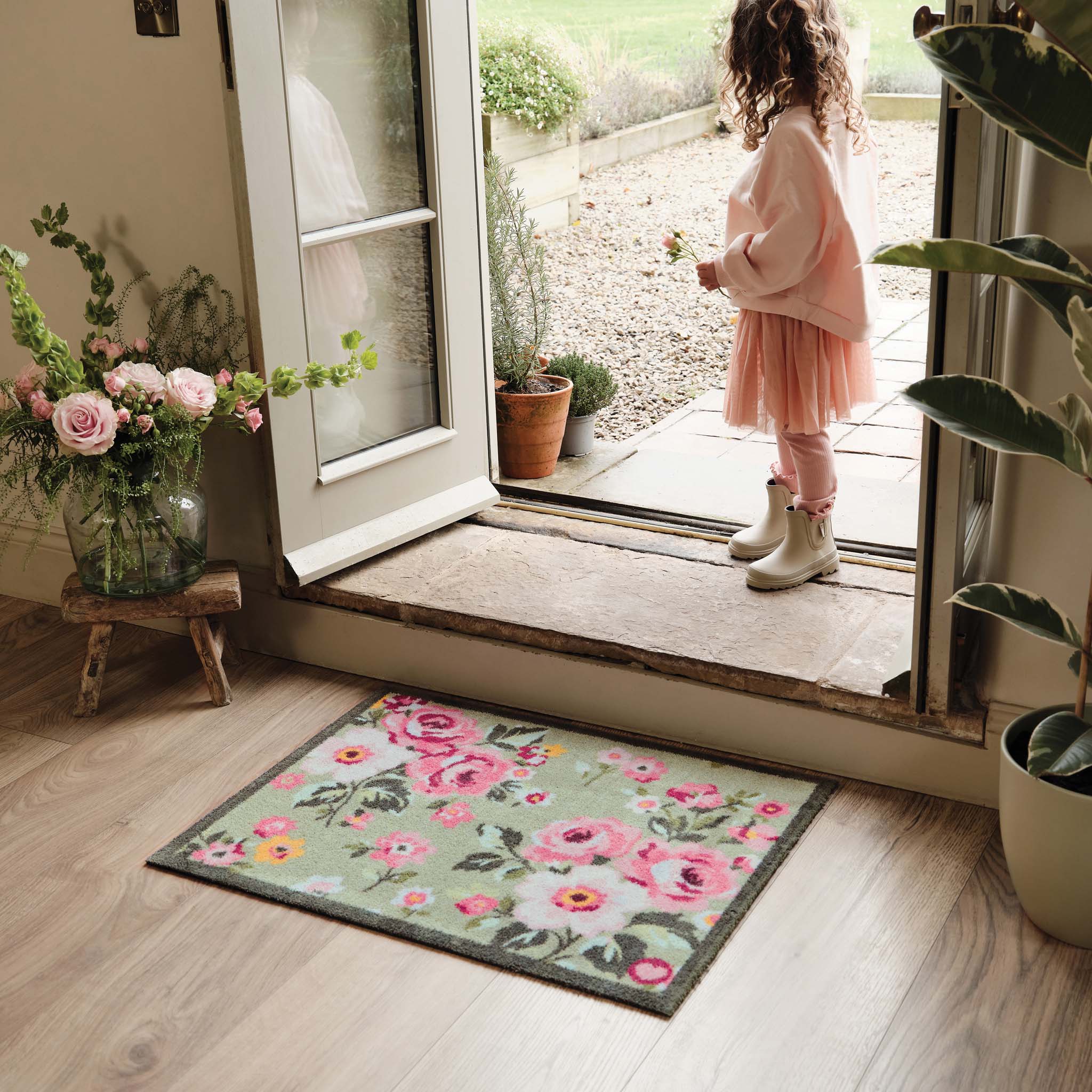 Country Rose Floral Washable Doormat - Image 2
