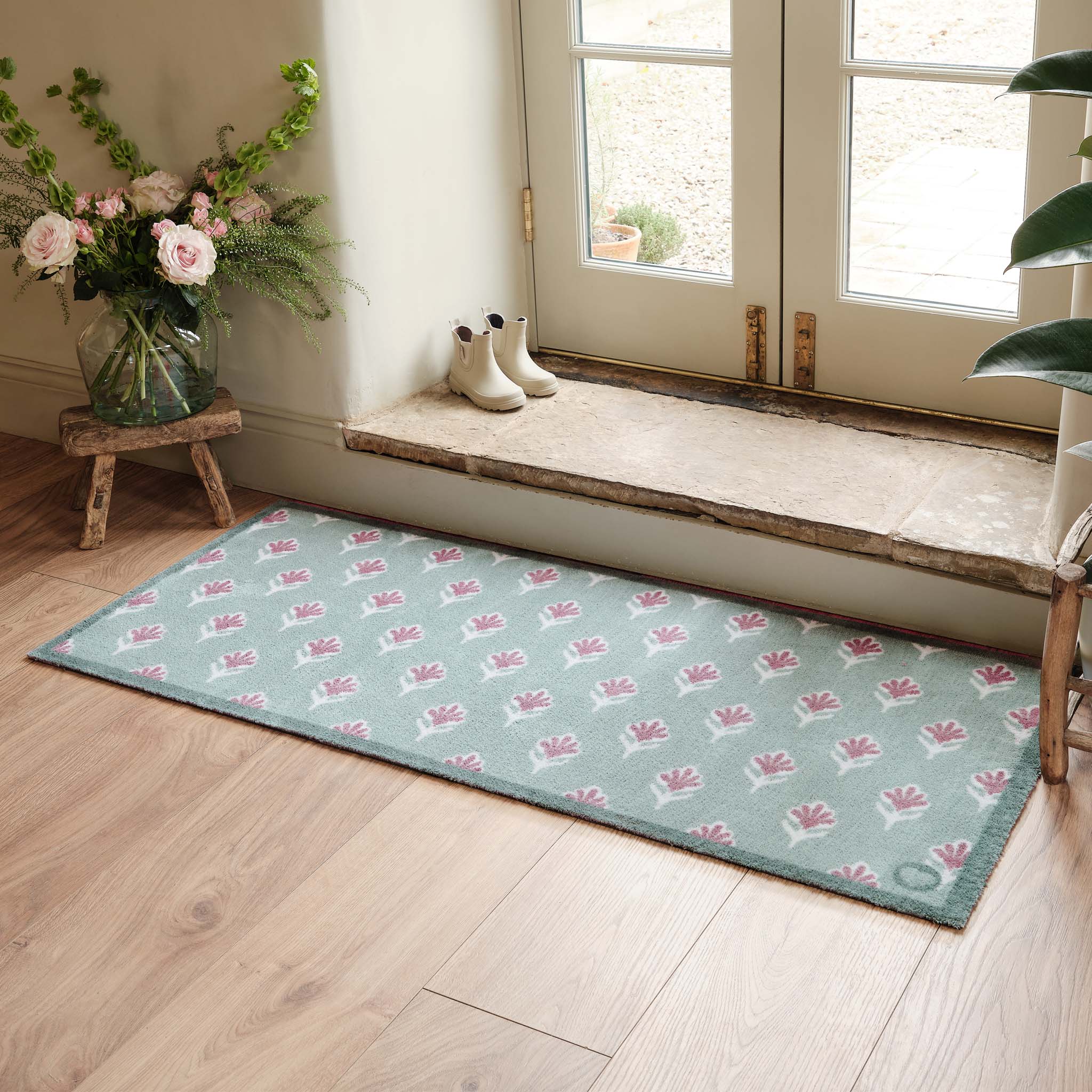 Ditsy Floral Green Washable Runner - Image 2