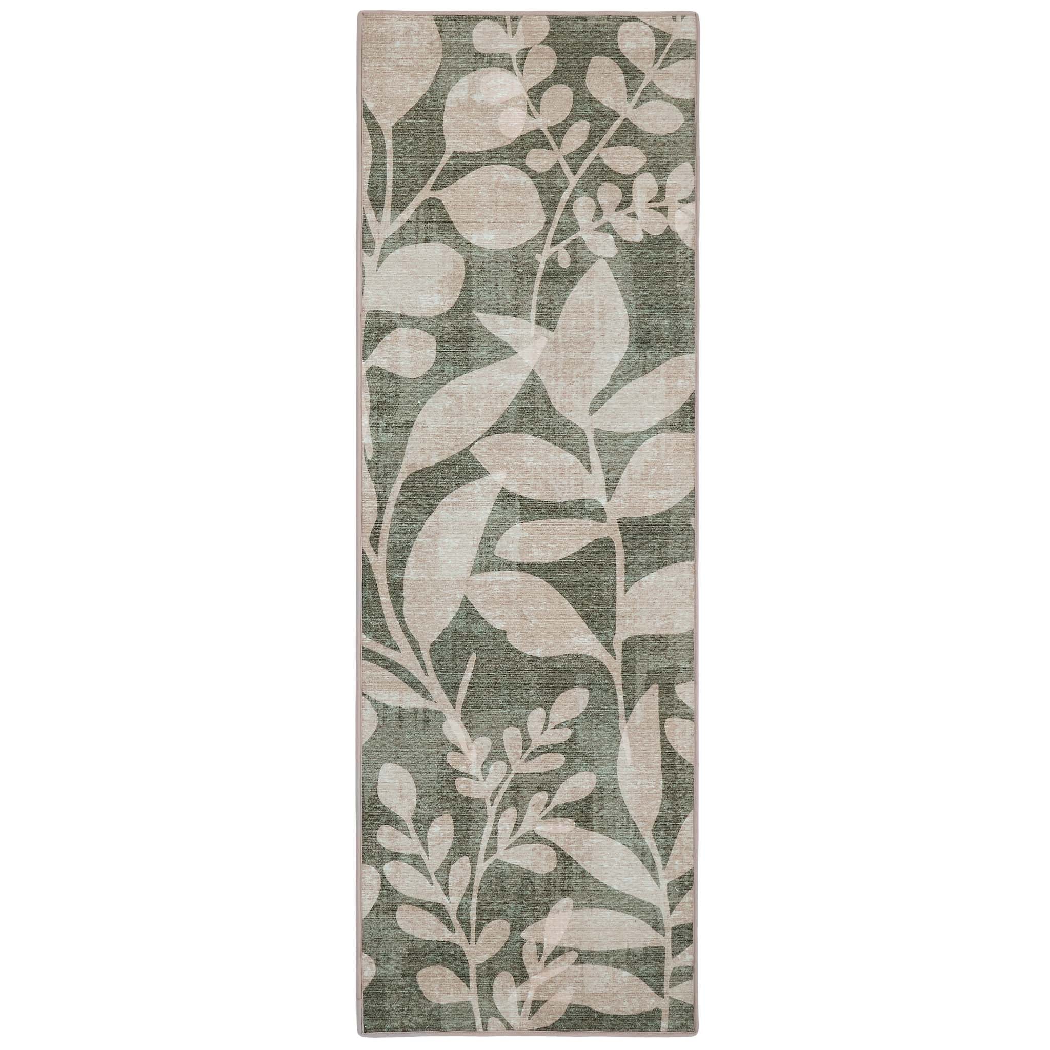 Eden Leaves Green Eco-Washable Runner