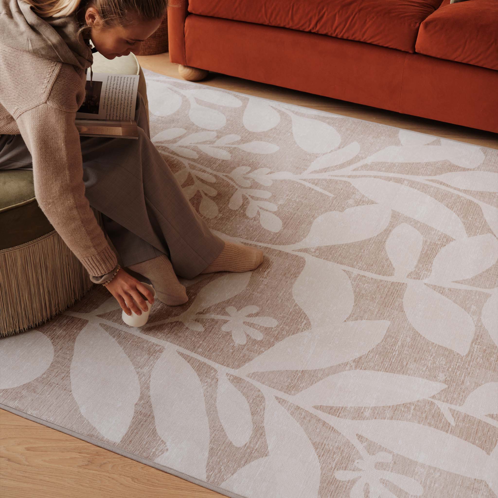 Eden Leaves Natural Eco-Washable Rug - Image 3
