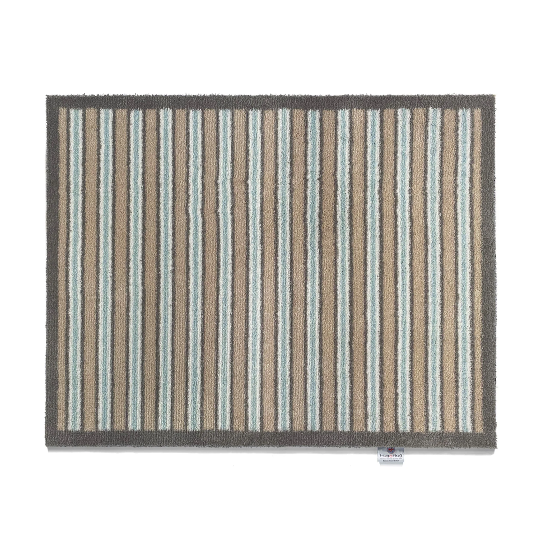 Stripe 83 Beige/Blue Washable Doormat