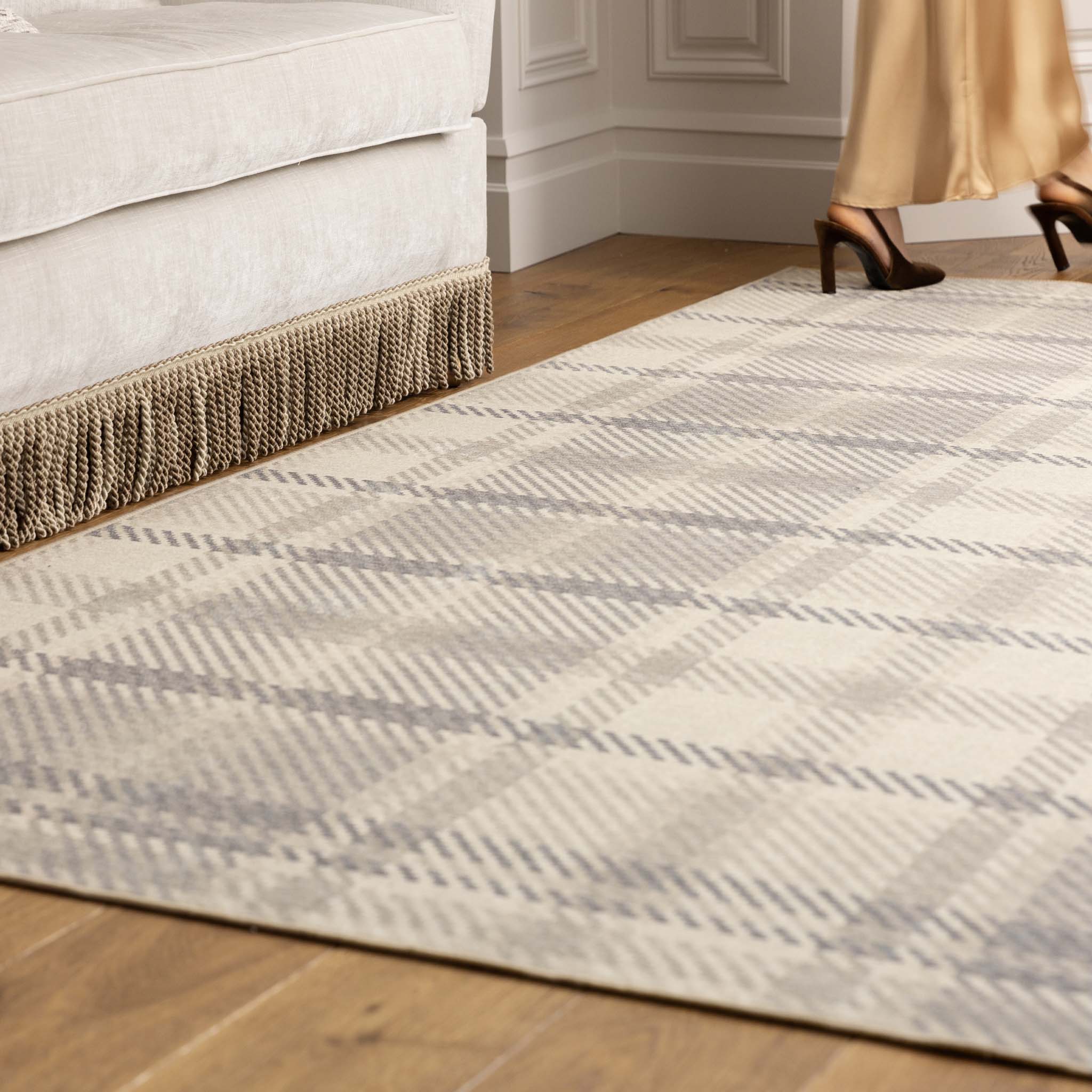 Isla Plaid Neutral Eco-Washable Rug - Image 3
