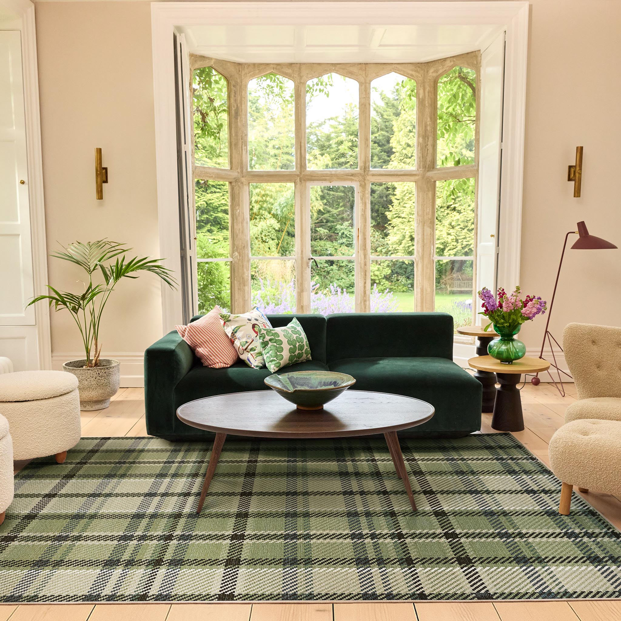 Isla Plaid Green Eco-Washable Rug - Image 2