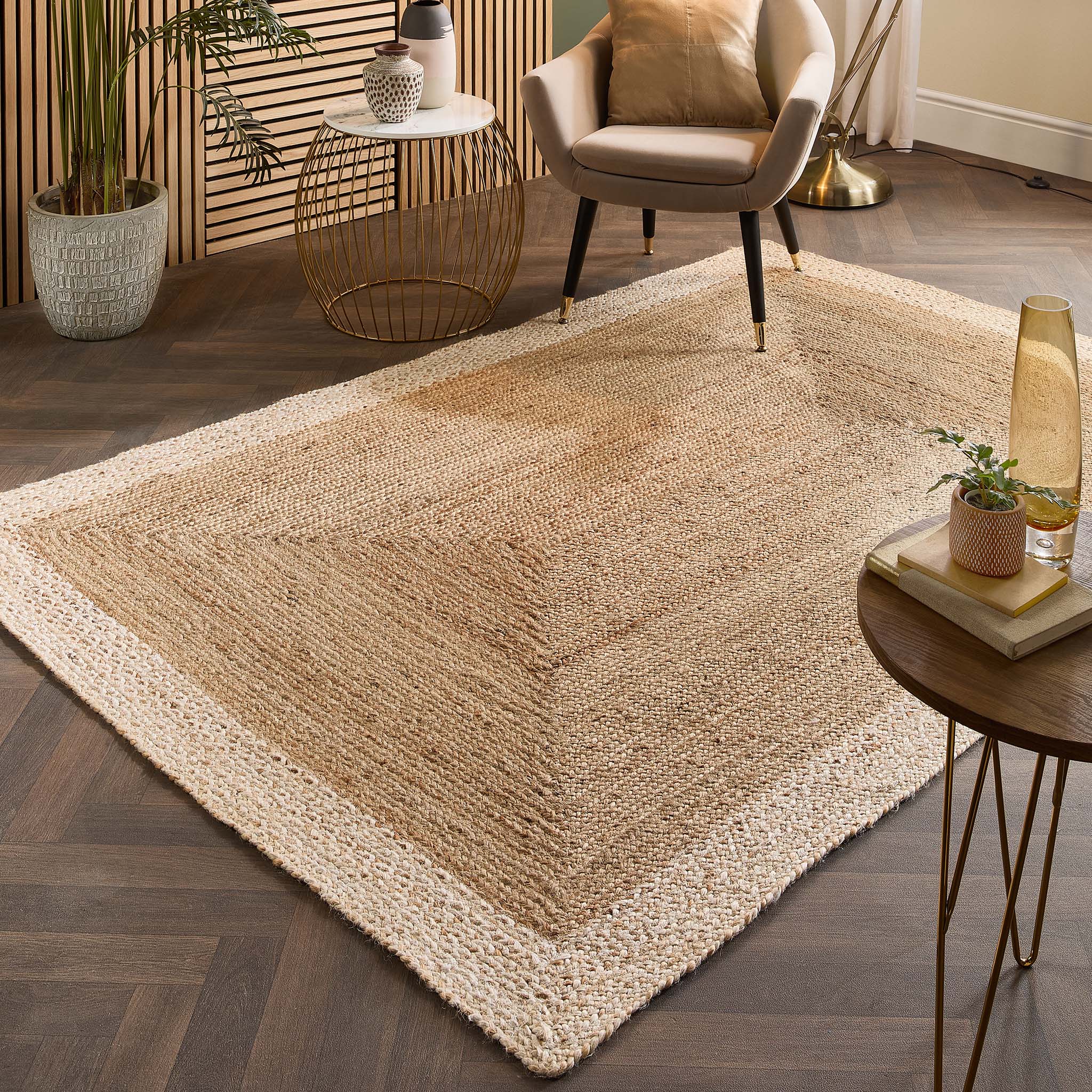 Jute Border Rug Natural White - Image 2