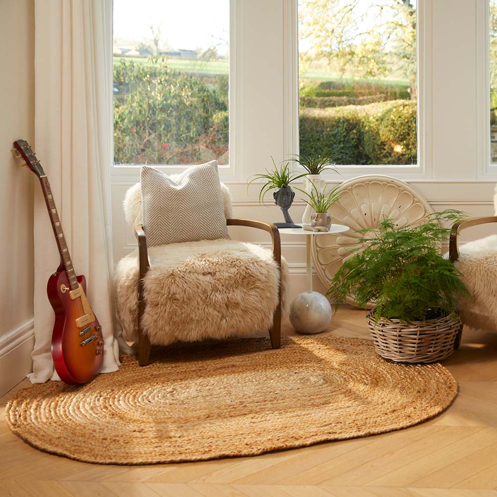 Jute Extra Rug Plain Oval - Image 2