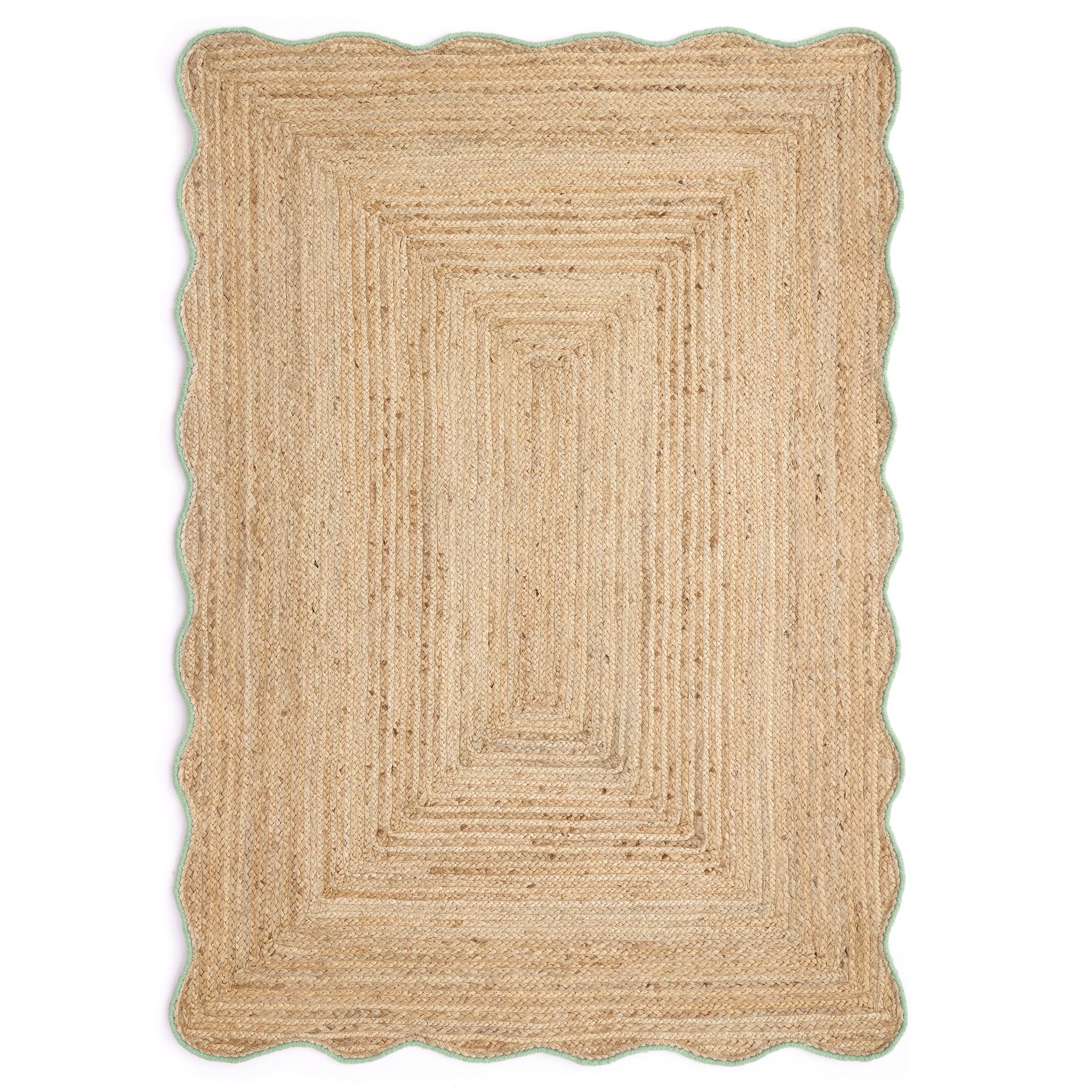 Jute Scalloped Edge Rug Green