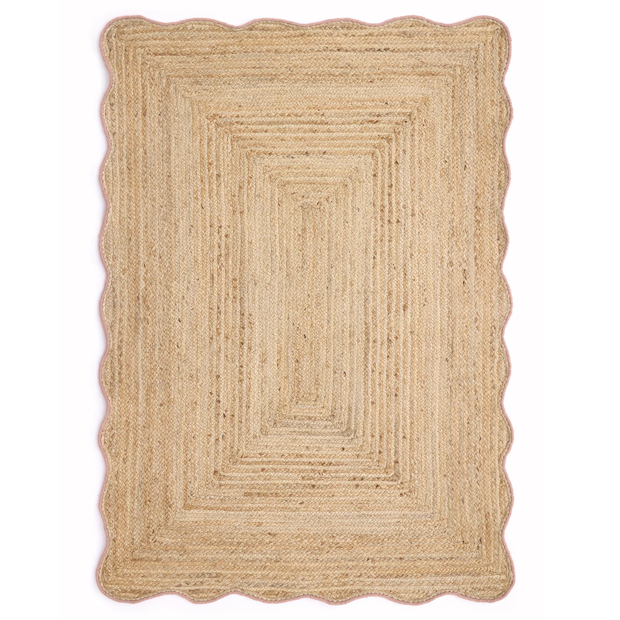 Jute Scalloped Edge Rug Peach