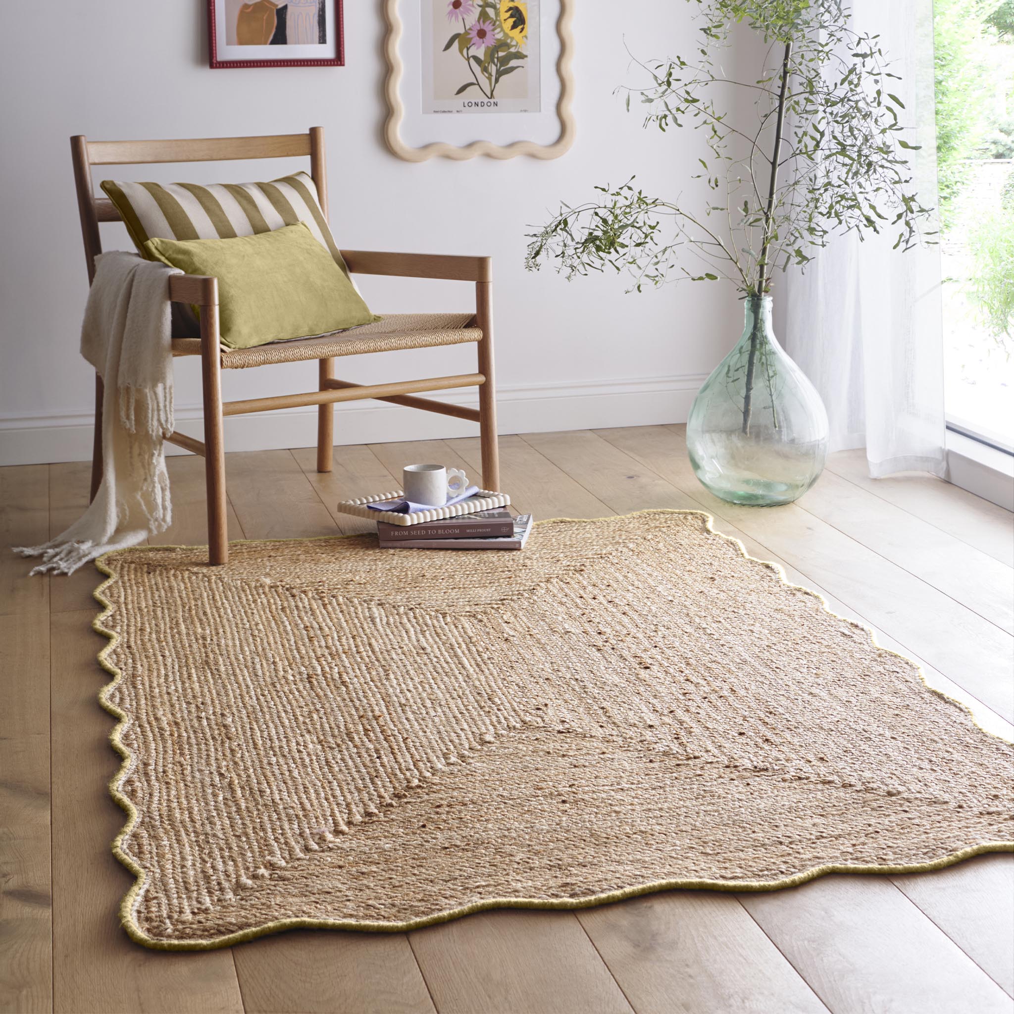Jute Scalloped Edge Rug Yellow - Image 2