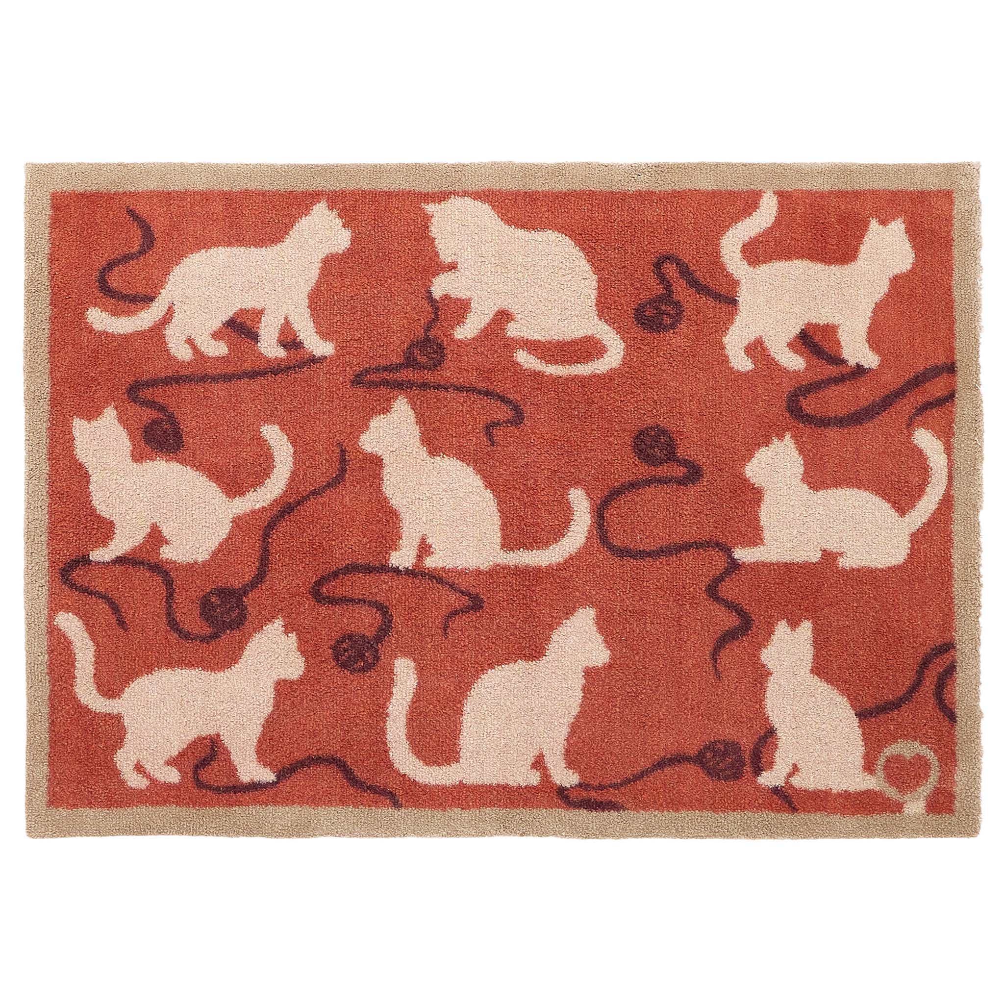 Kitty Cat Rust Washable Doormat