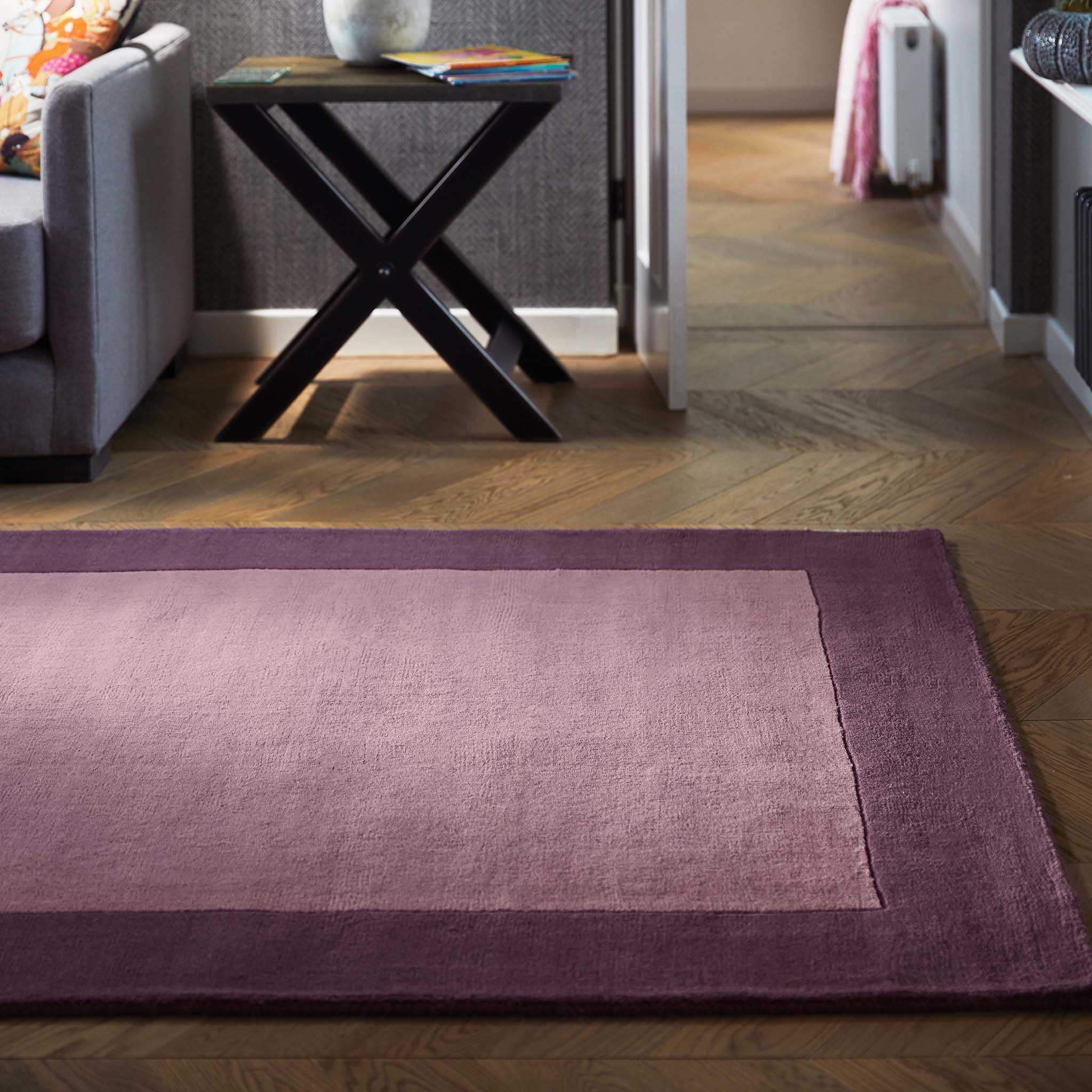 Borders Wool Rug Mauve - Image 3