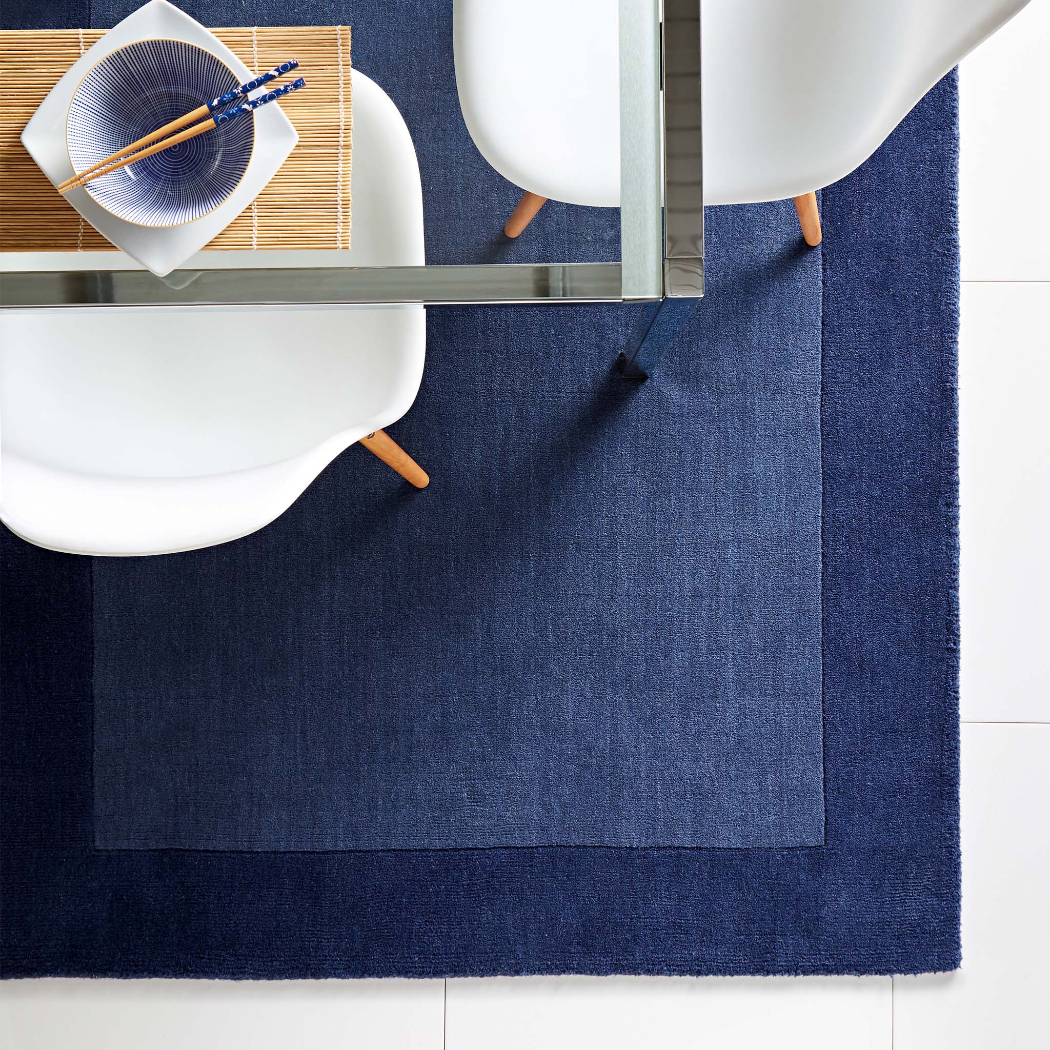 Borders Wool Rug Navy - Image 3