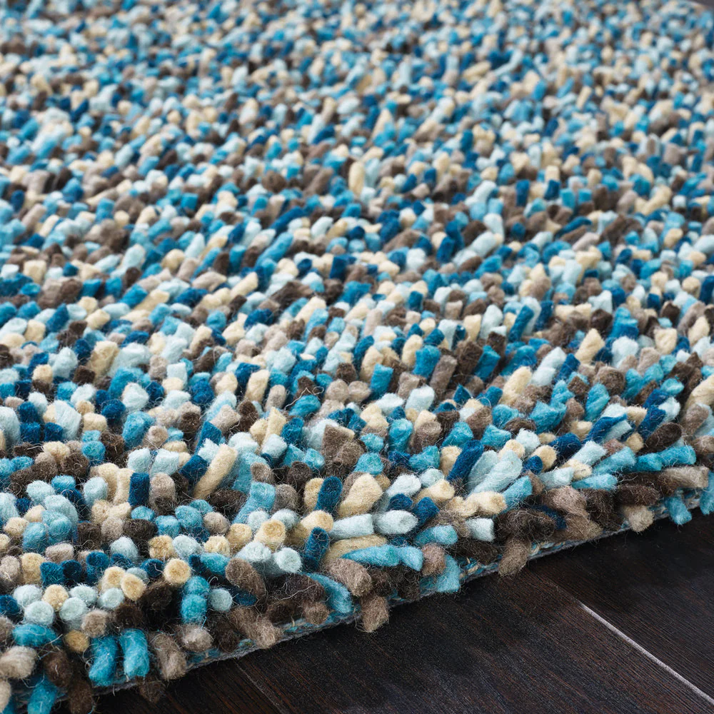 Rocks Shaggy Wool Rug Blue - Image 3