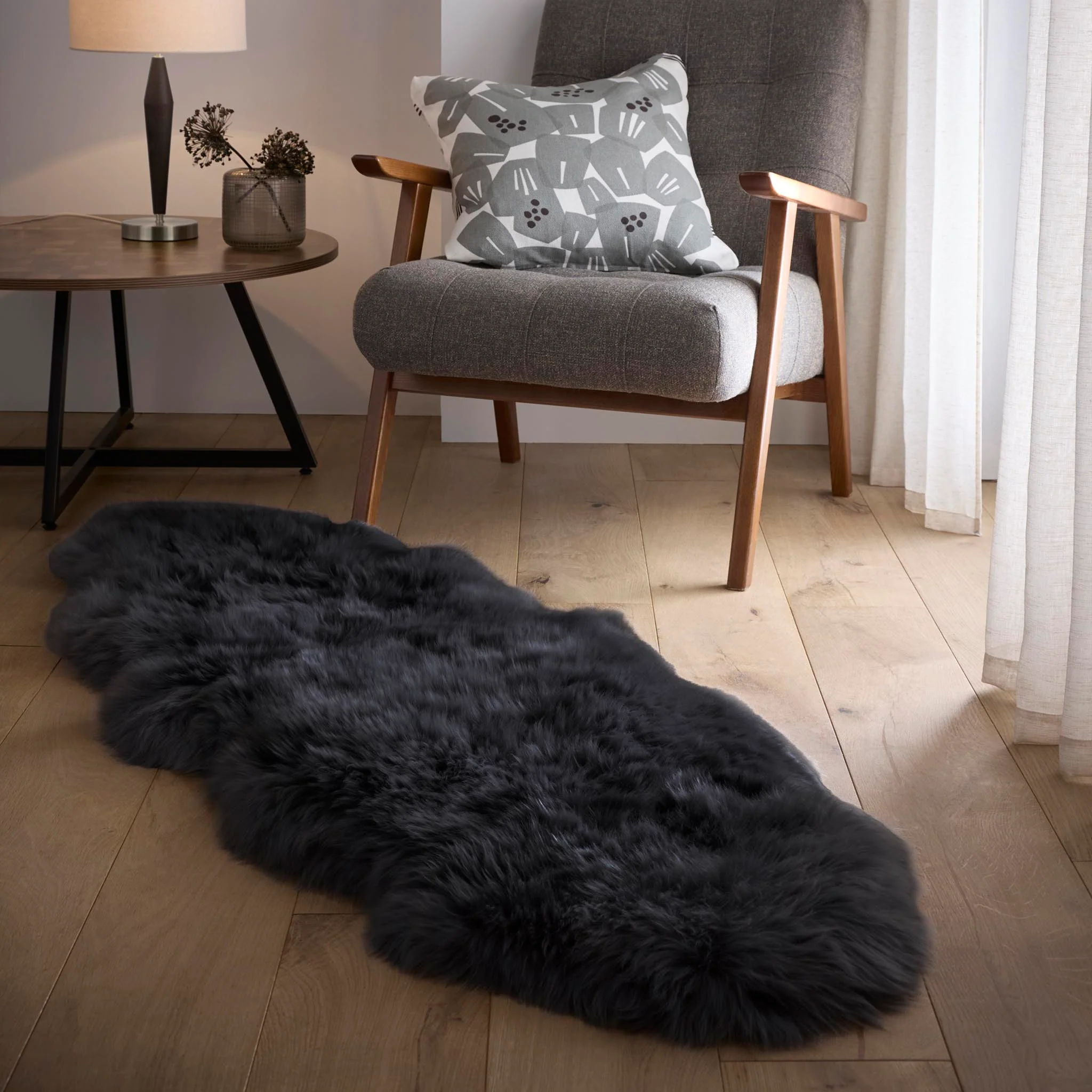 Genuine Sheepskin Rug Black - Image 3