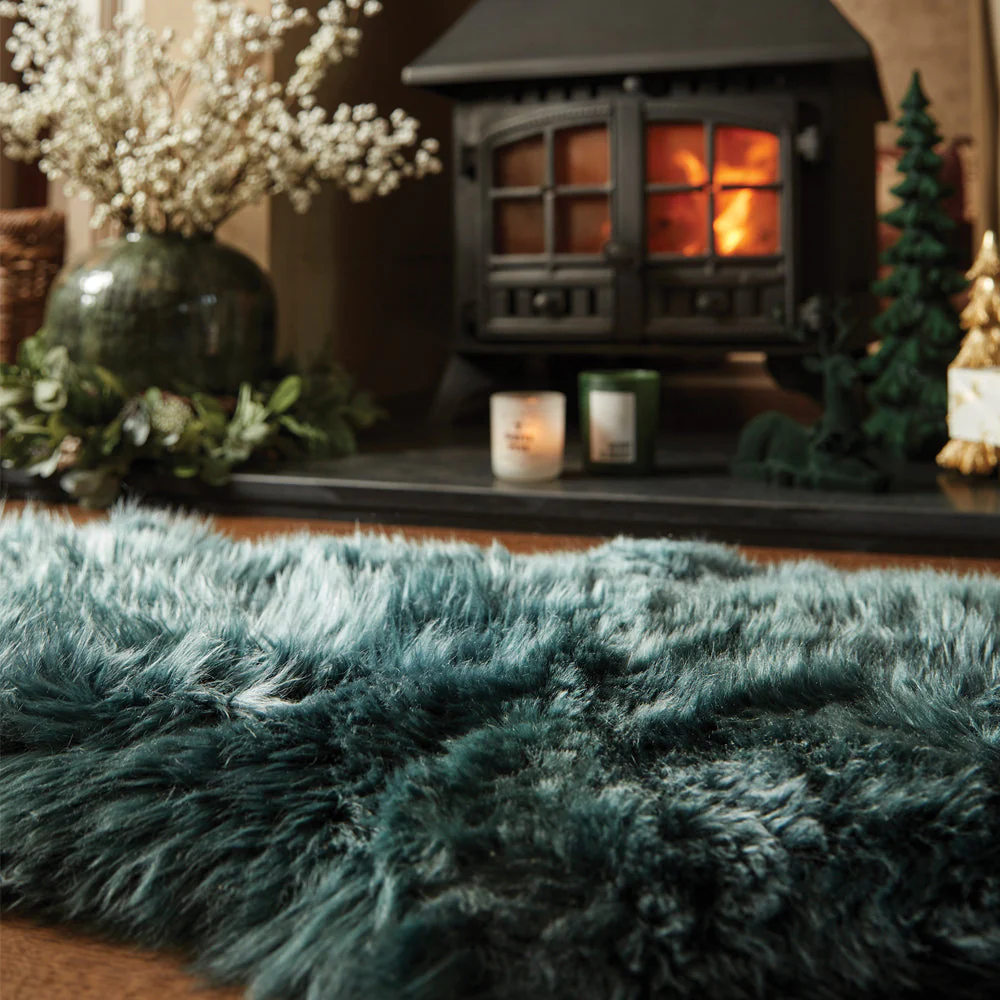 Genuine Sheepskin Rug Forest Green - Image 2