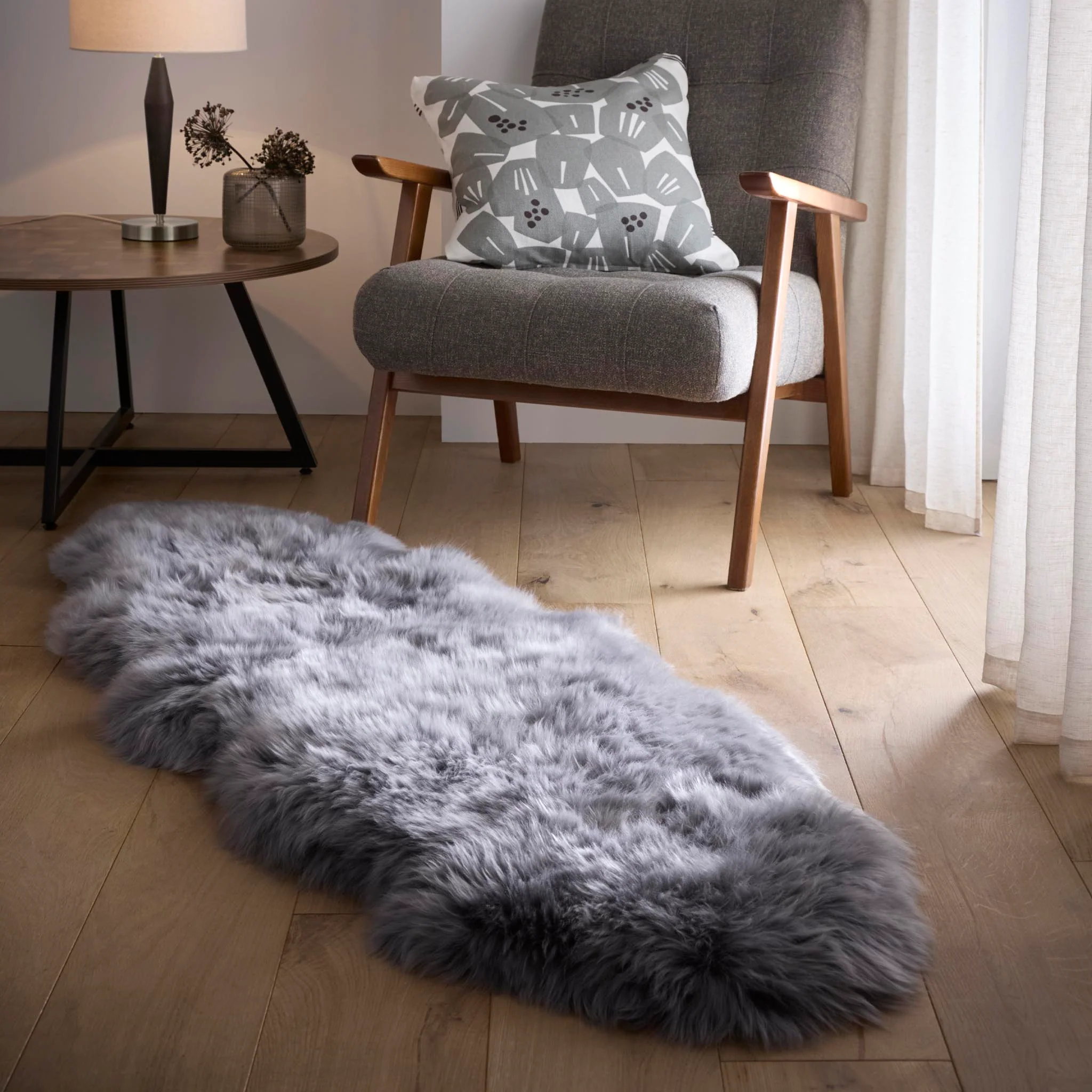 Genuine Sheepskin Rug Grey - Image 3