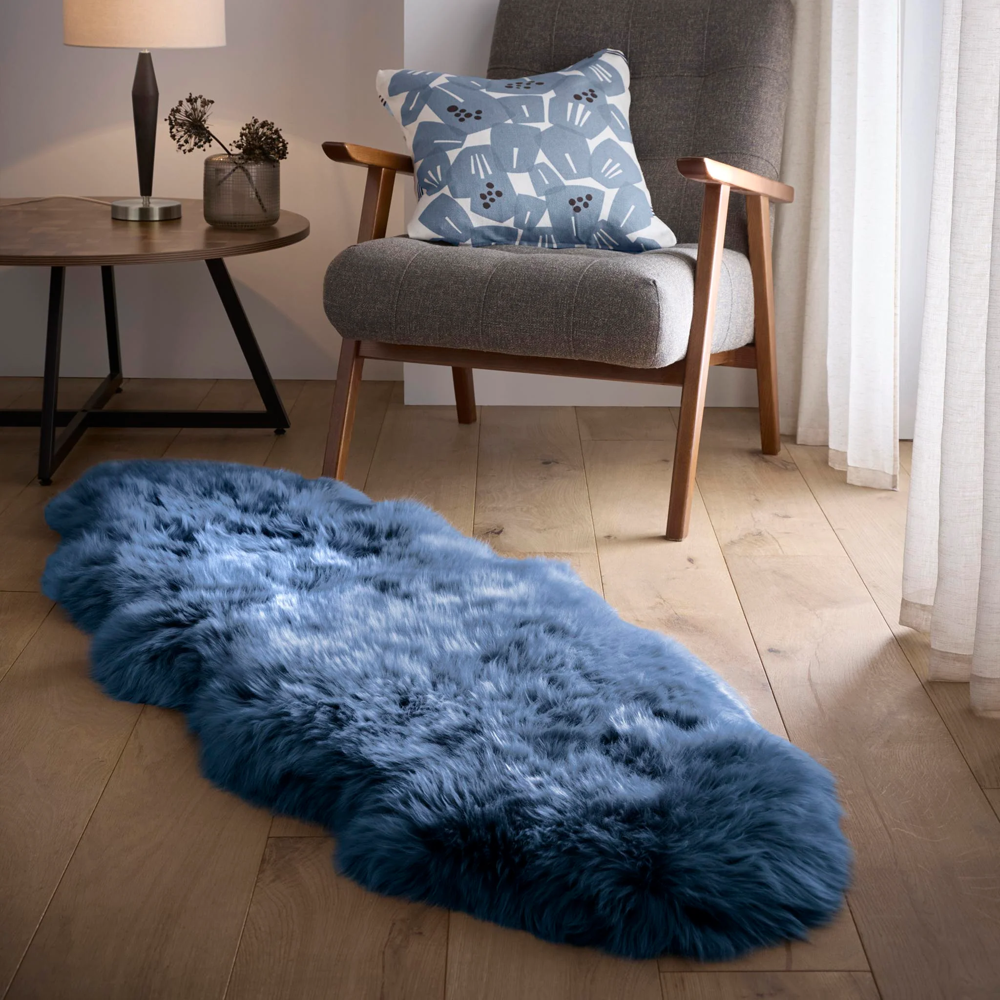 Genuine Sheepskin Rug Navy - Image 3