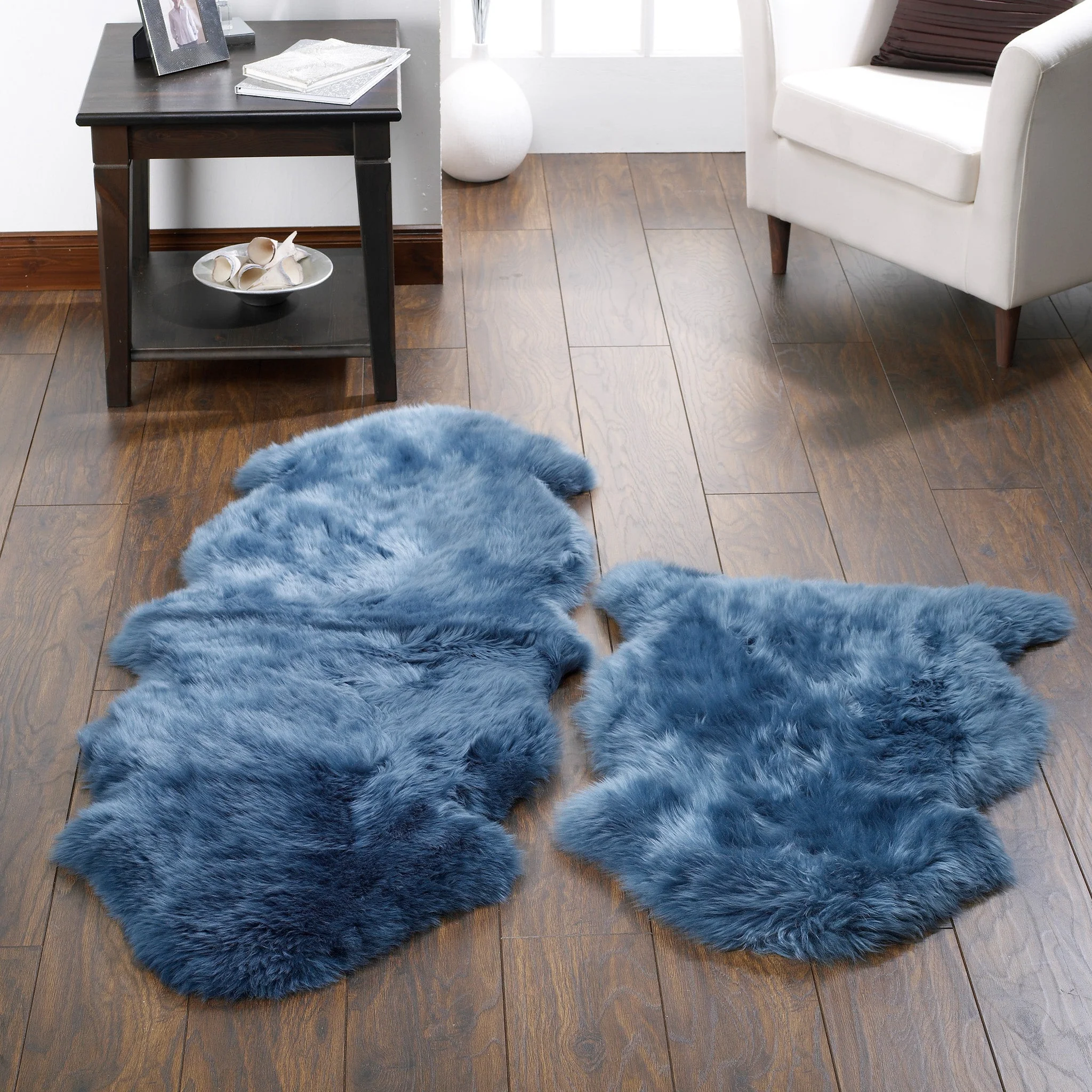 Genuine Sheepskin Rug Navy - Image 4