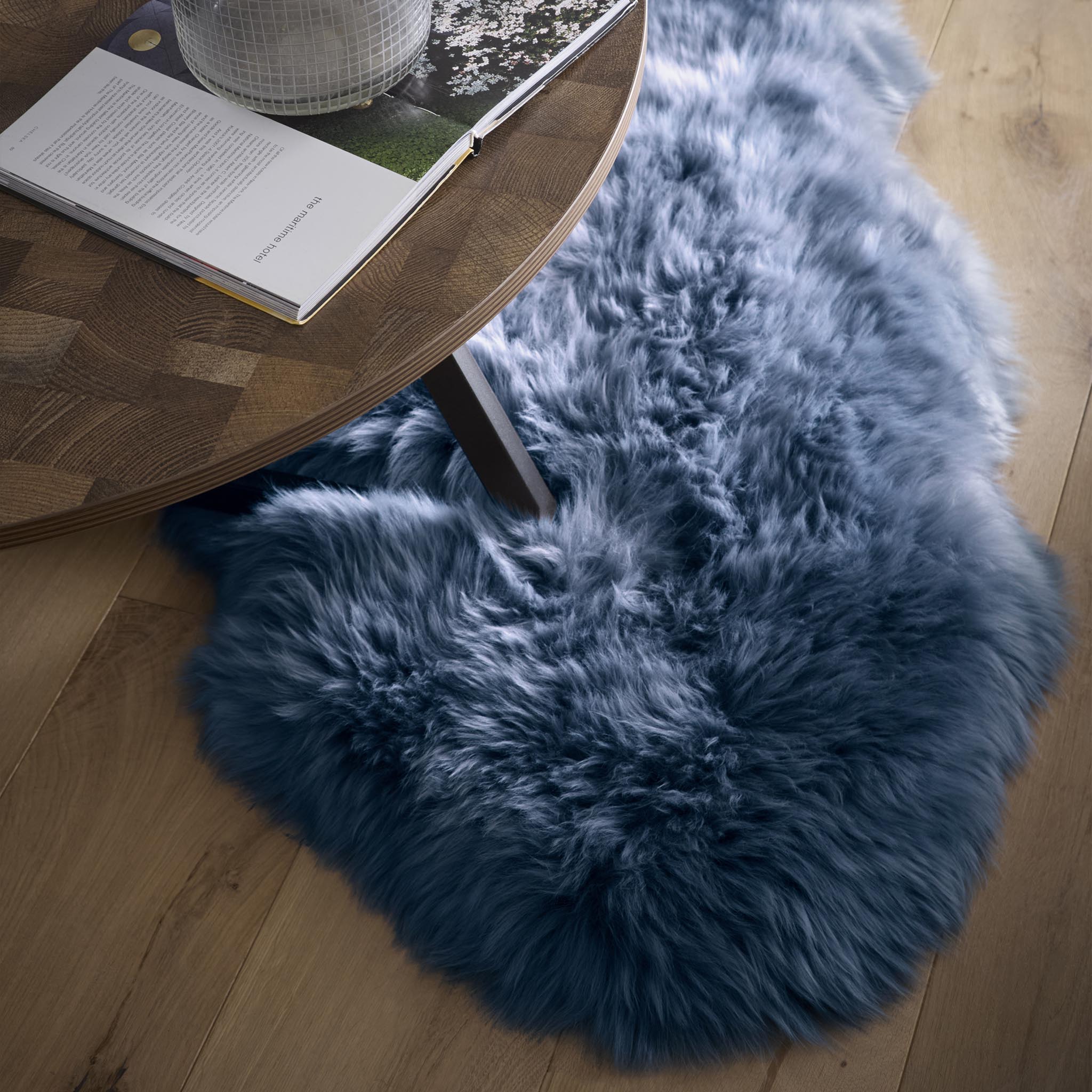 Genuine Sheepskin Rug Navy - Image 5