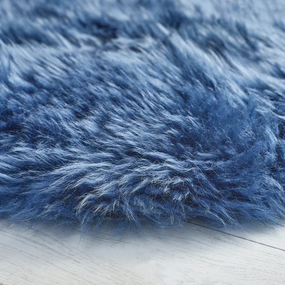 Genuine Sheepskin Rug Navy - Image 8