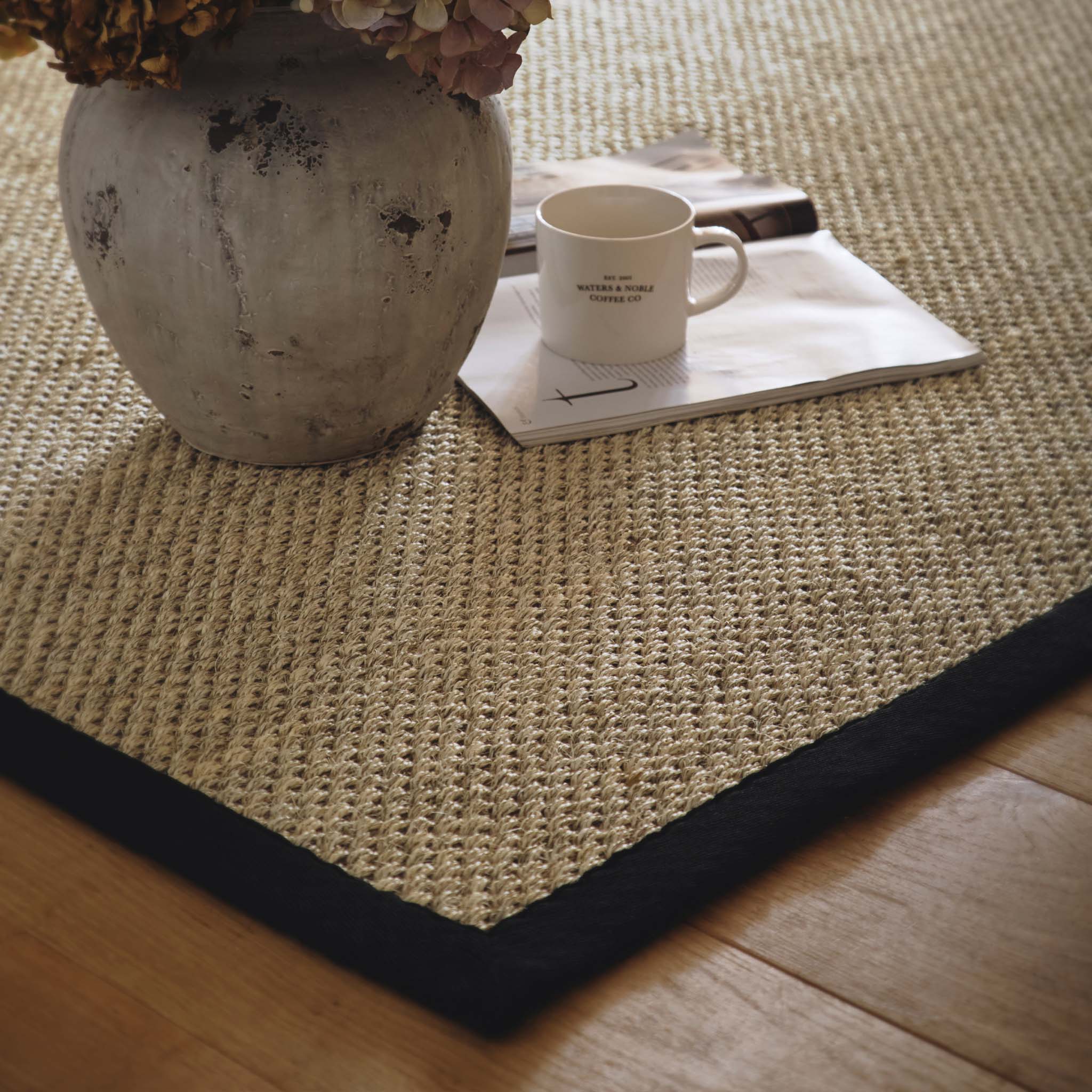 Sisal Light Beige with Black Border Rug - Image 3