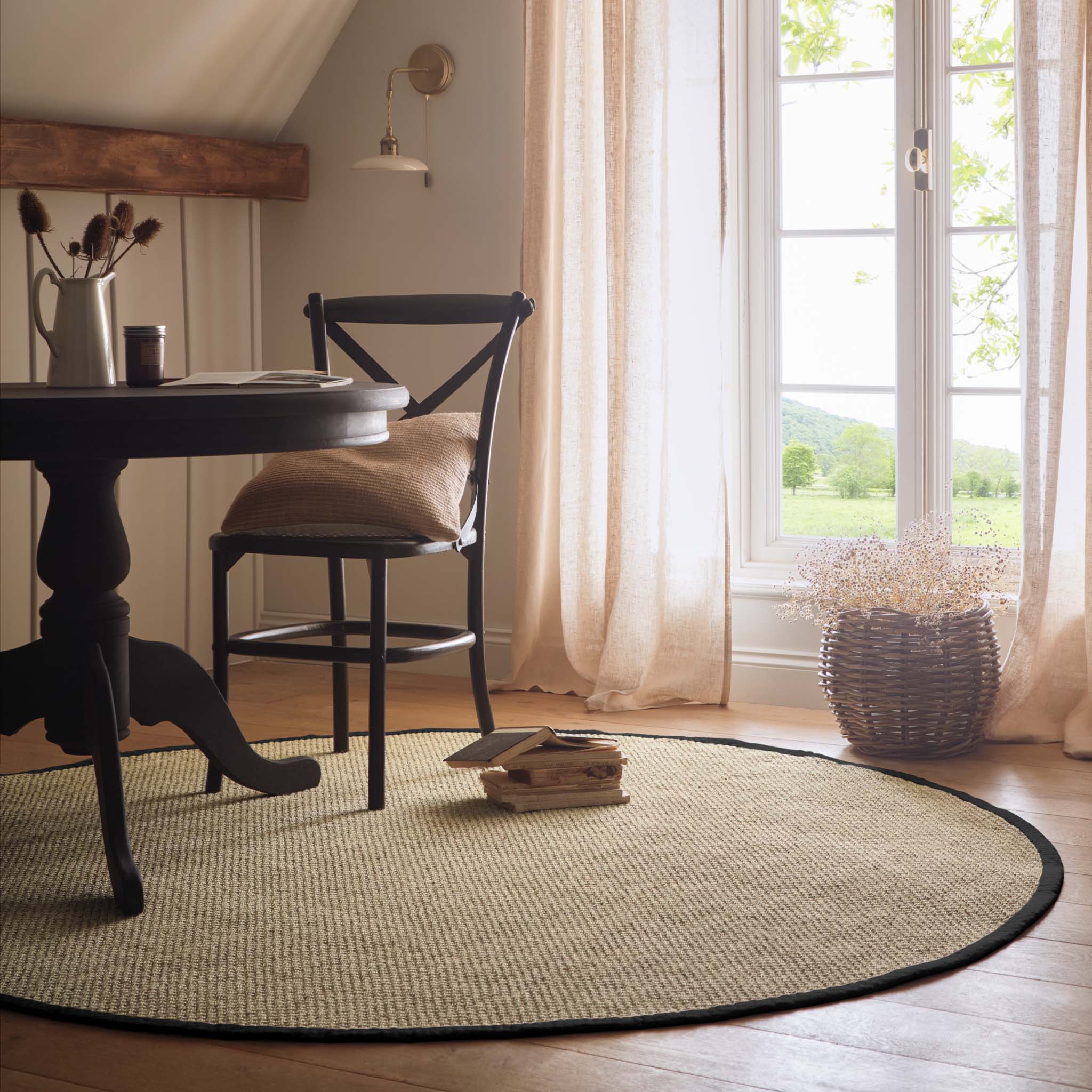 Sisal Light Beige with Black Border Rug - Image 4