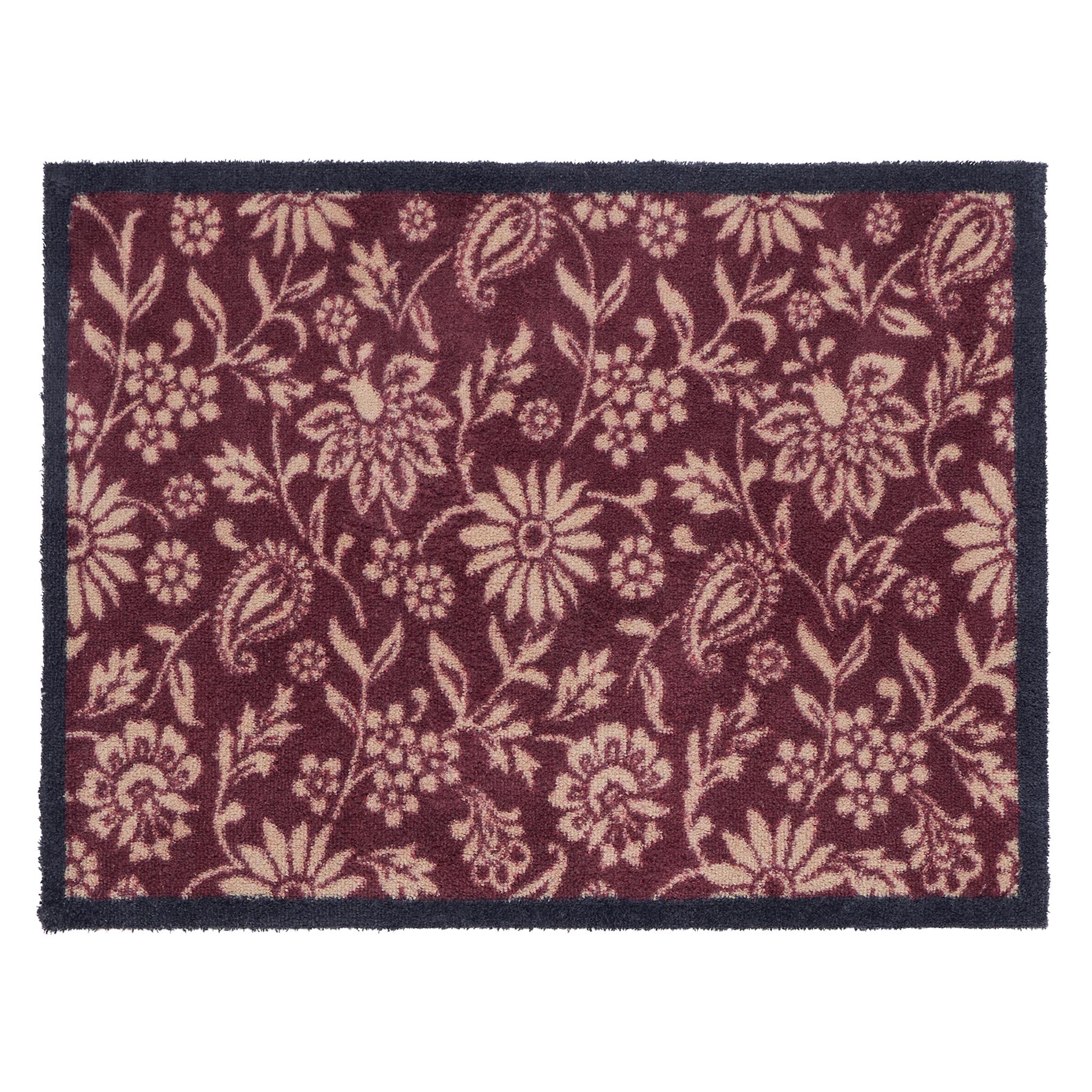 Paisley Floral Burgundy Washable Doormat