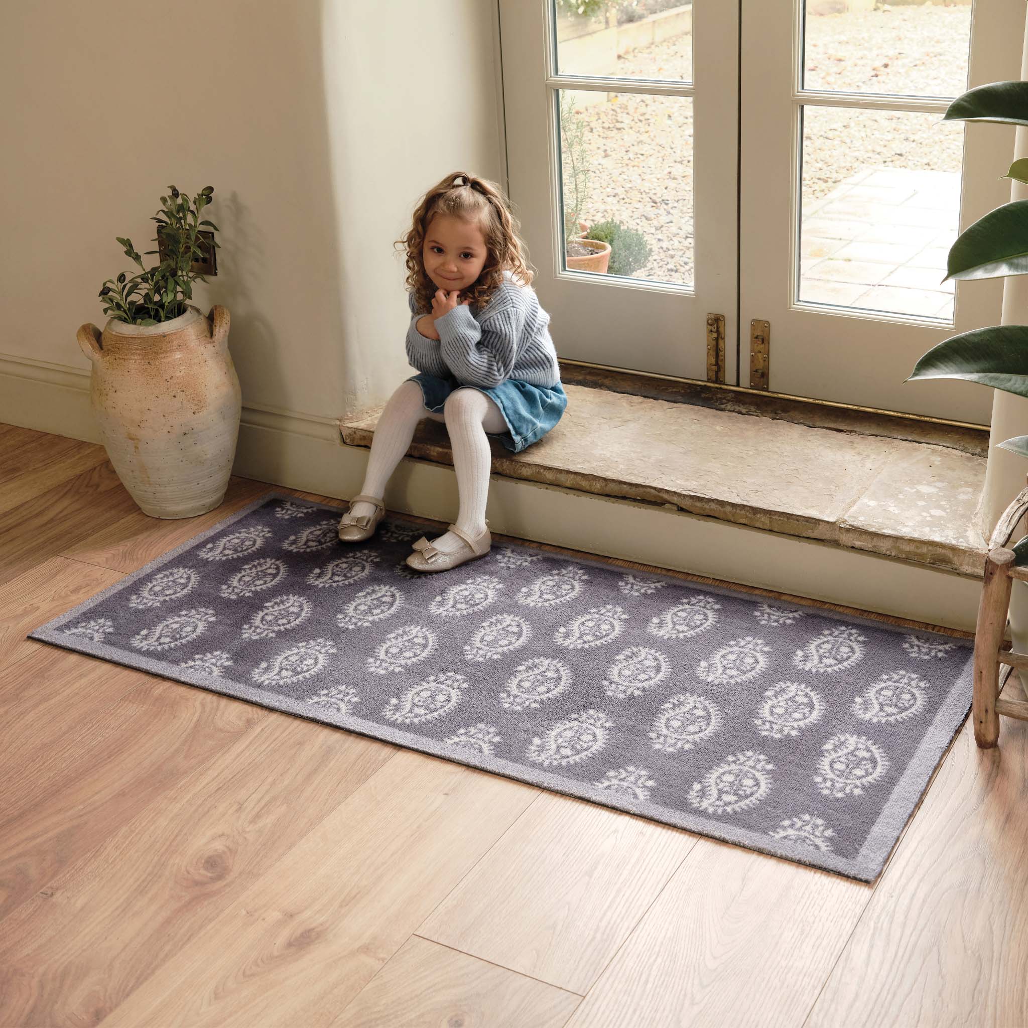 Paisley Grey Washable Runner - Image 2