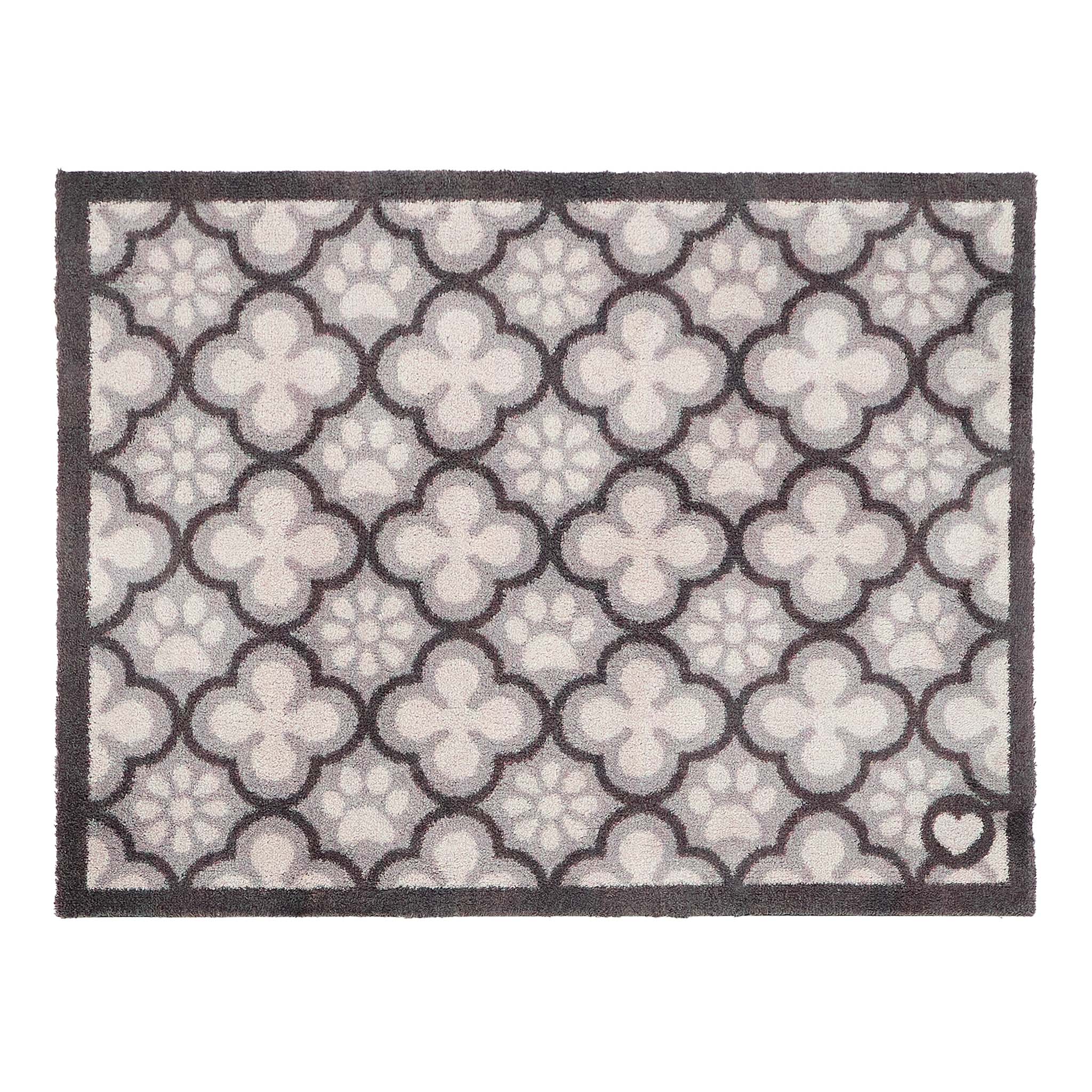 Paw Print Moroccan Tile Grey Washable Doormat