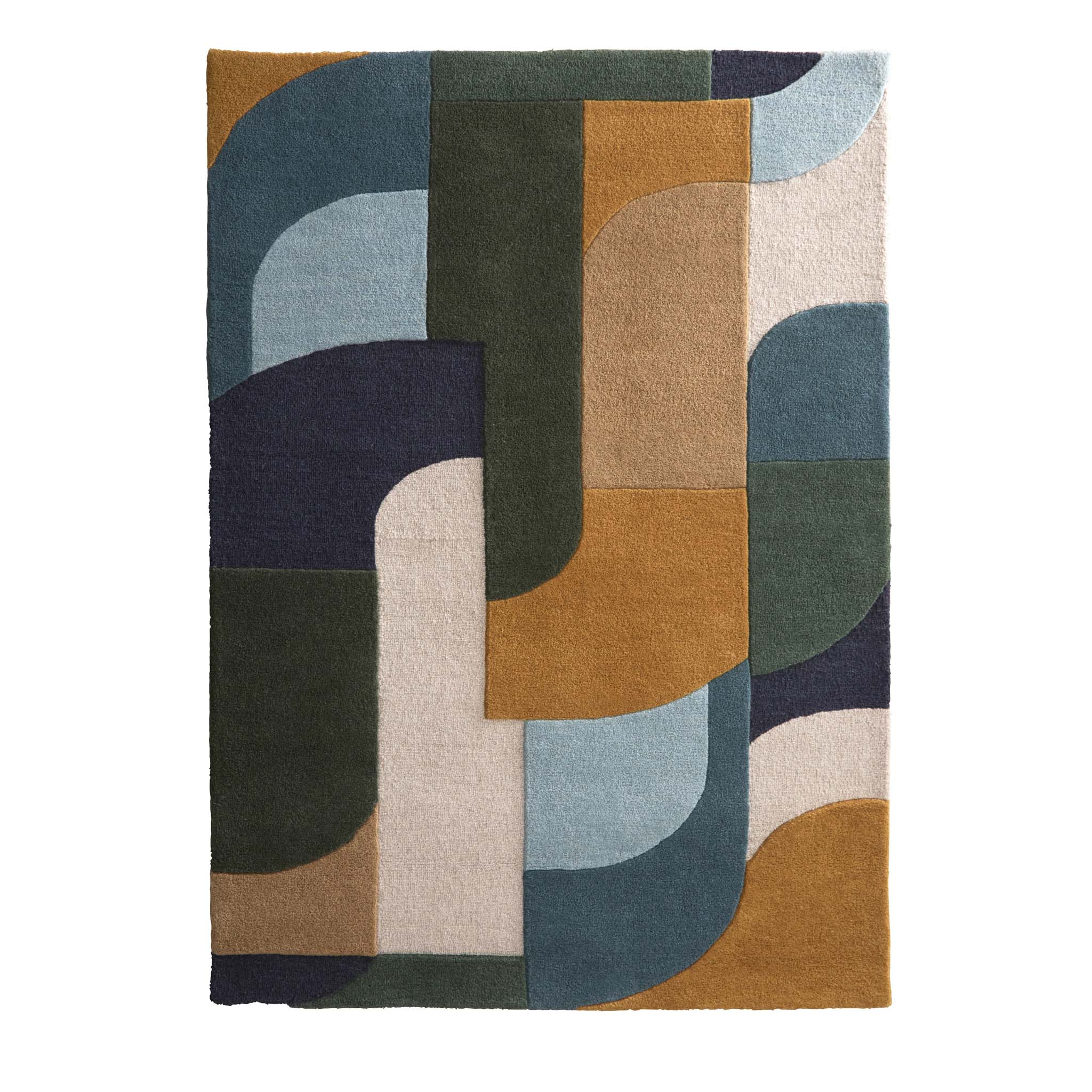 Retro Deco Rug Blue