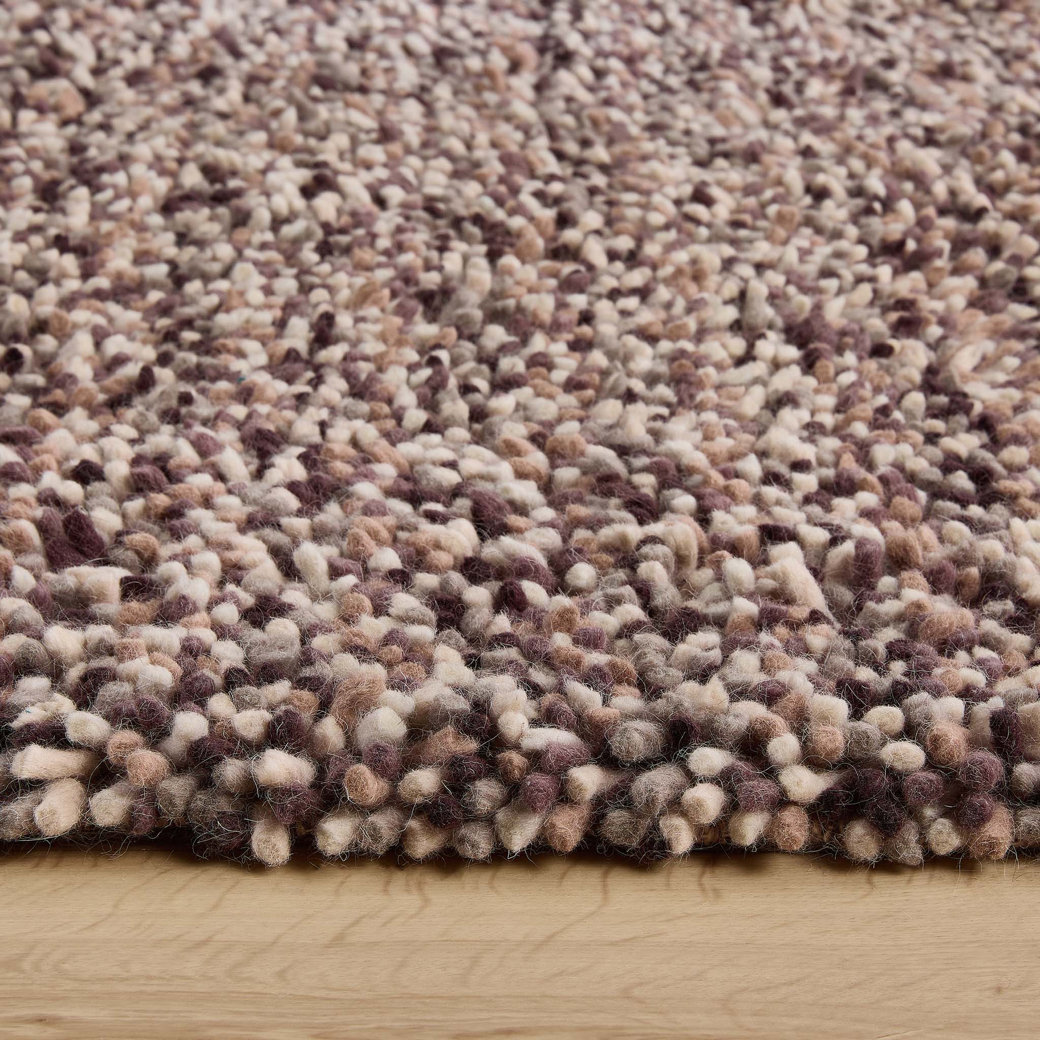 Rocks Shaggy Wool Rug Natural - Image 4