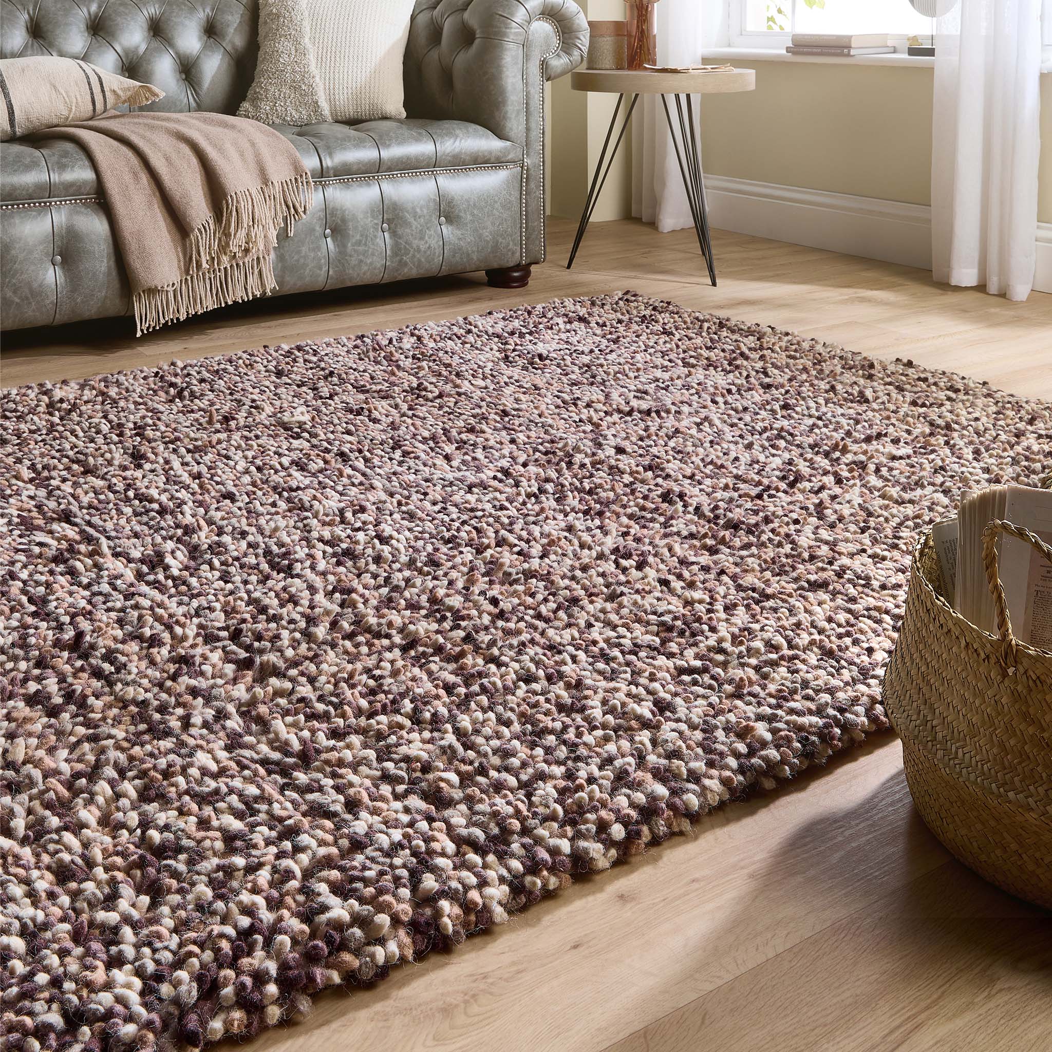Rocks Shaggy Wool Rug Natural - Image 5
