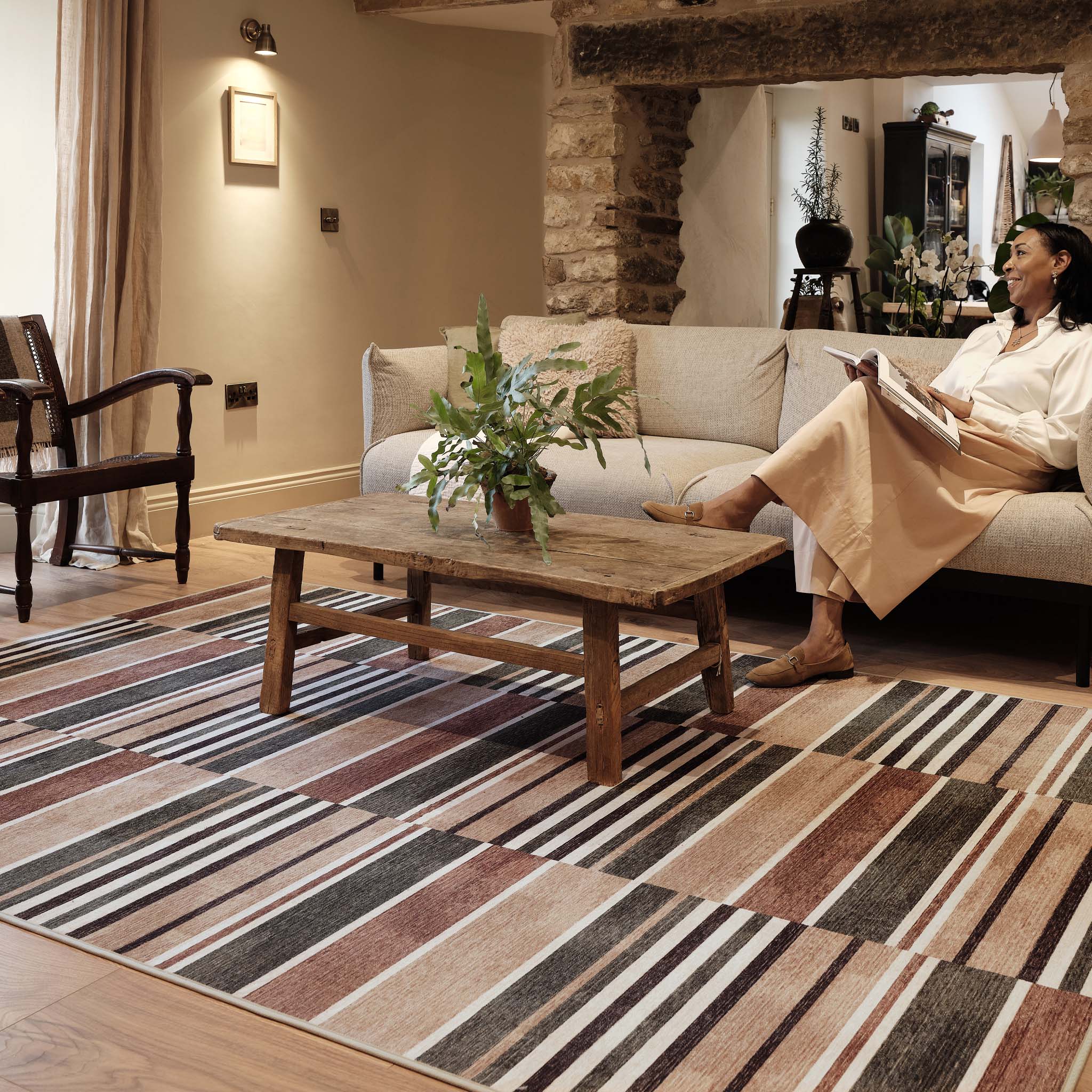 Savanna Stripe Natural Eco-Washable Rug - Image 2