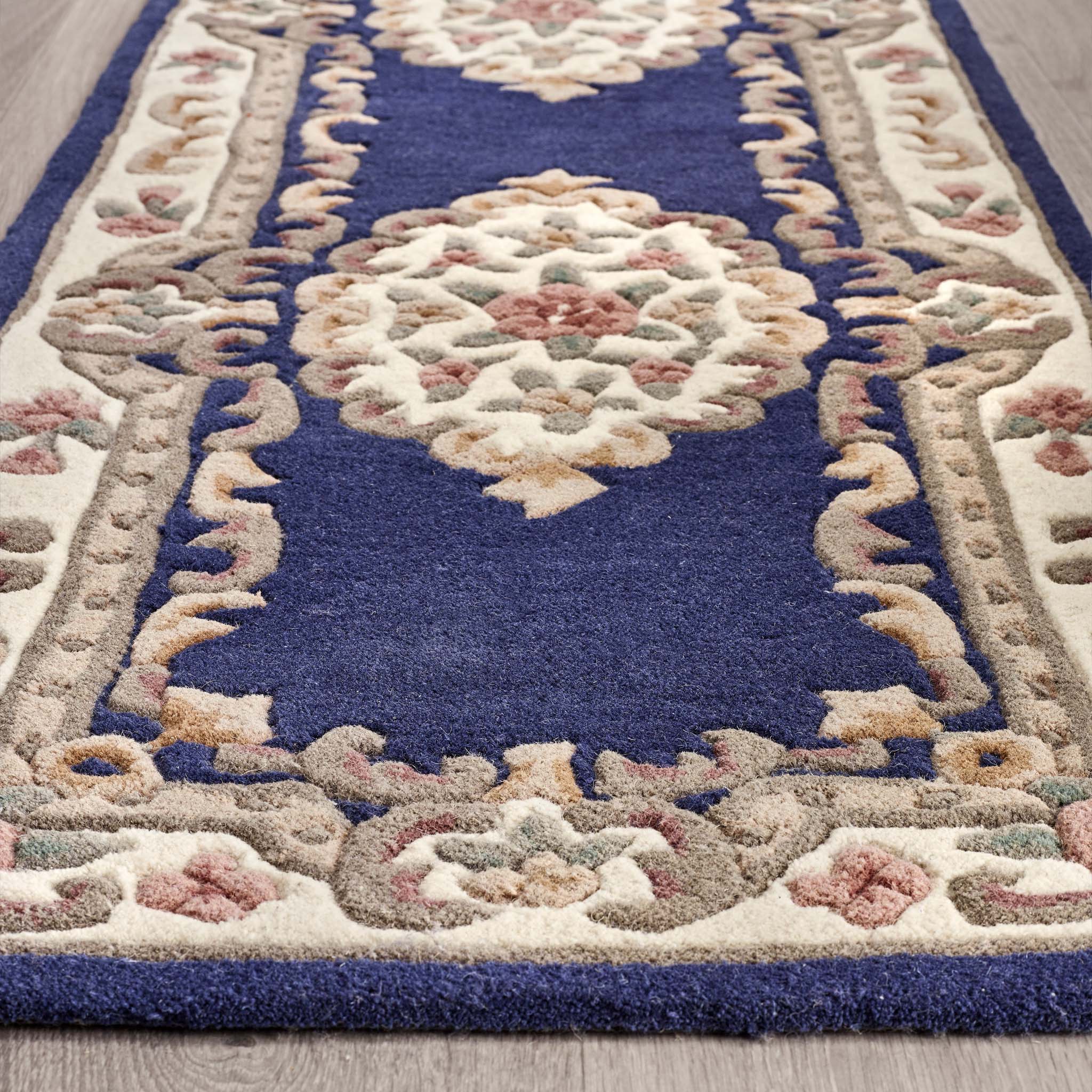 Shensi Aubusson Rug Runner in Navy Blue - Image 3