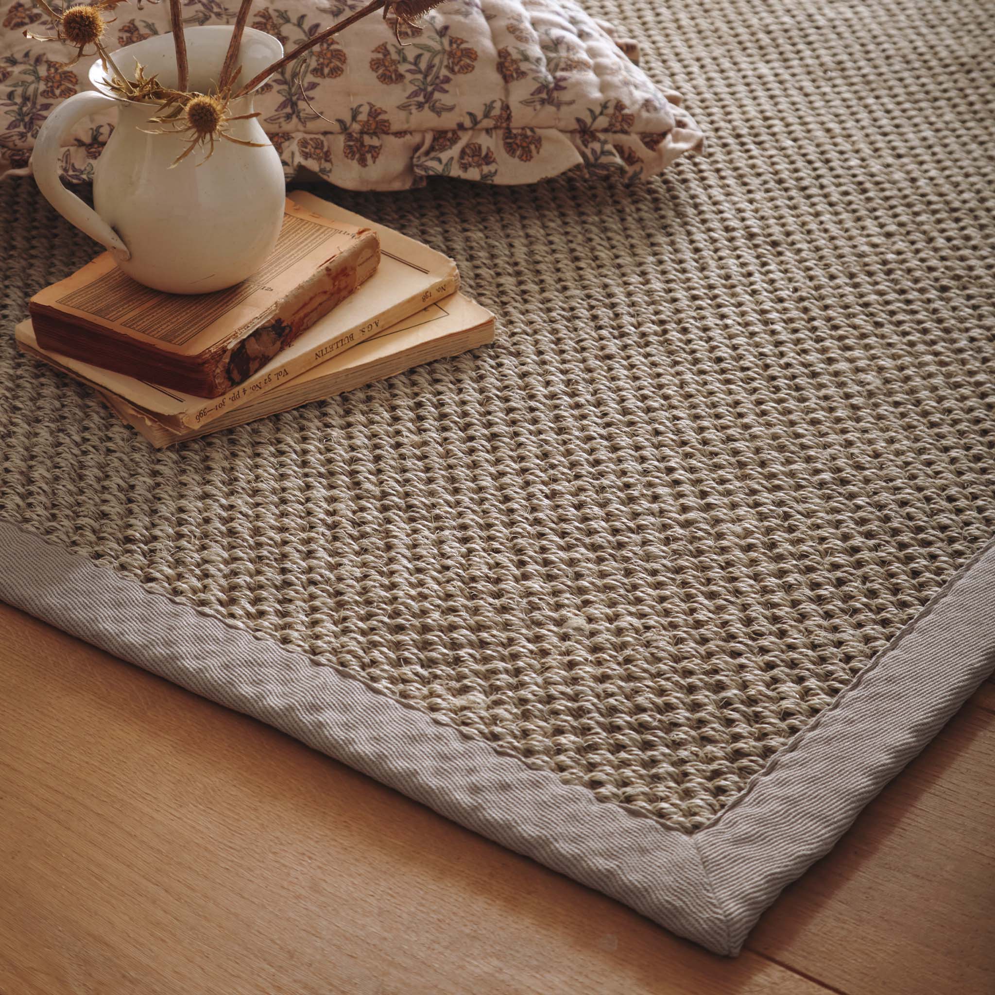 Sisal Rug Light Beige with Sand Border - Image 3