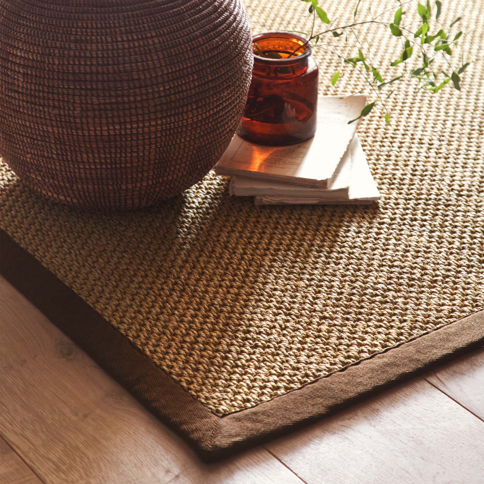Sisal Natural with Dark Brown Border Rug - Image 3