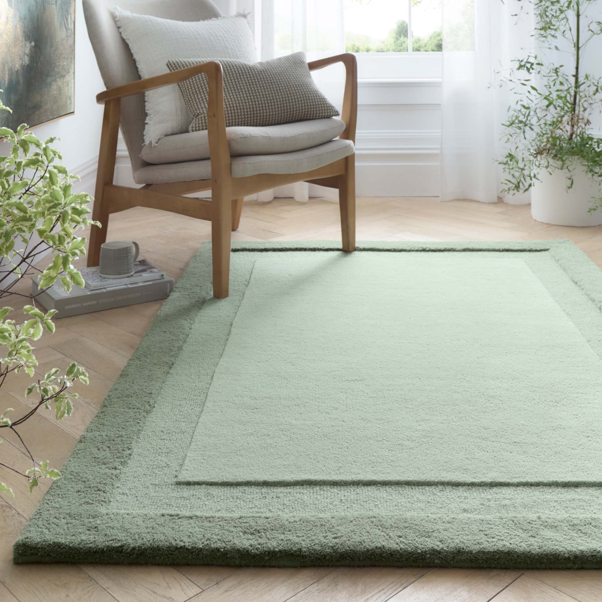 Stacked Borders Soft Green Rug - Image 2