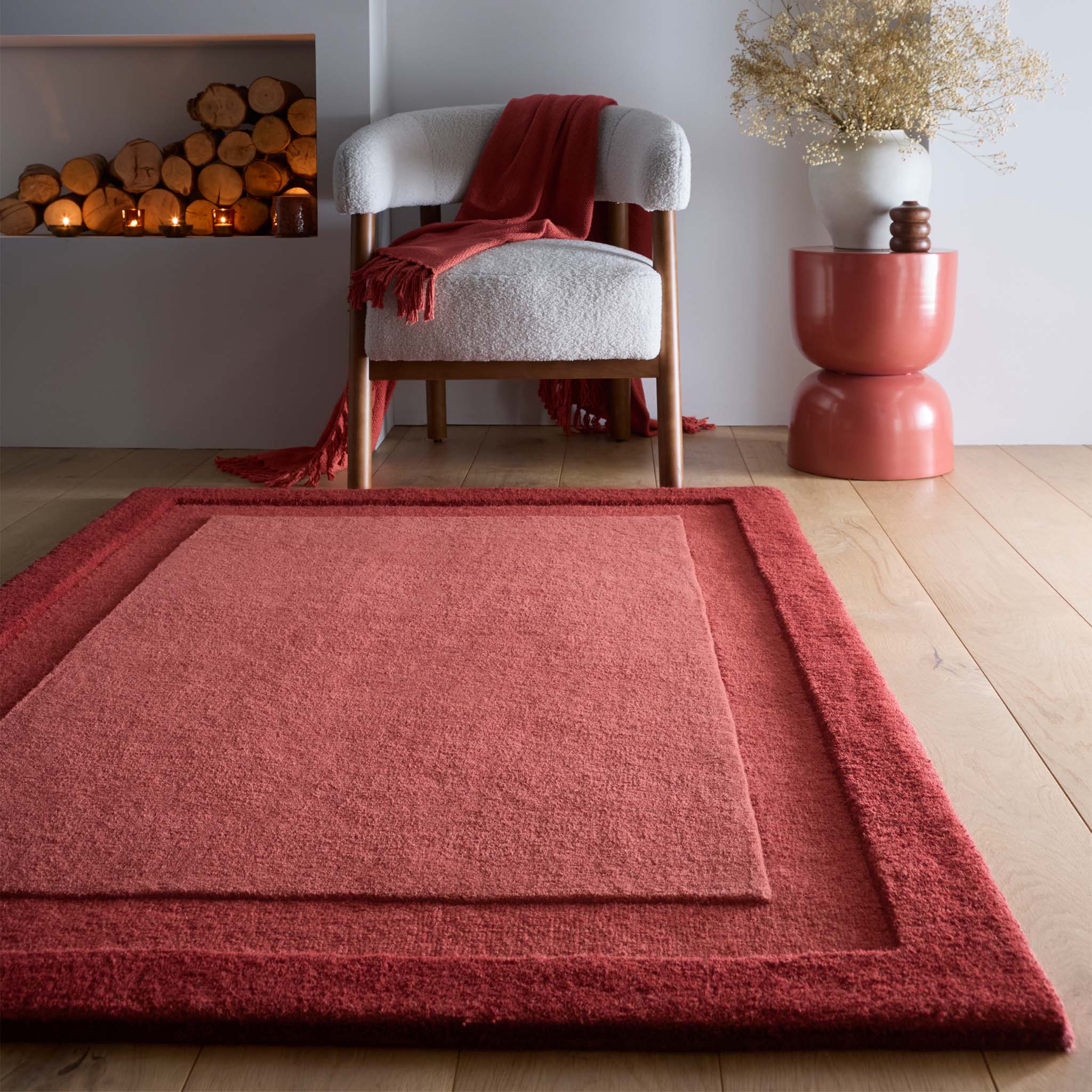 Stacked Borders Wine Red Rug - Image 2