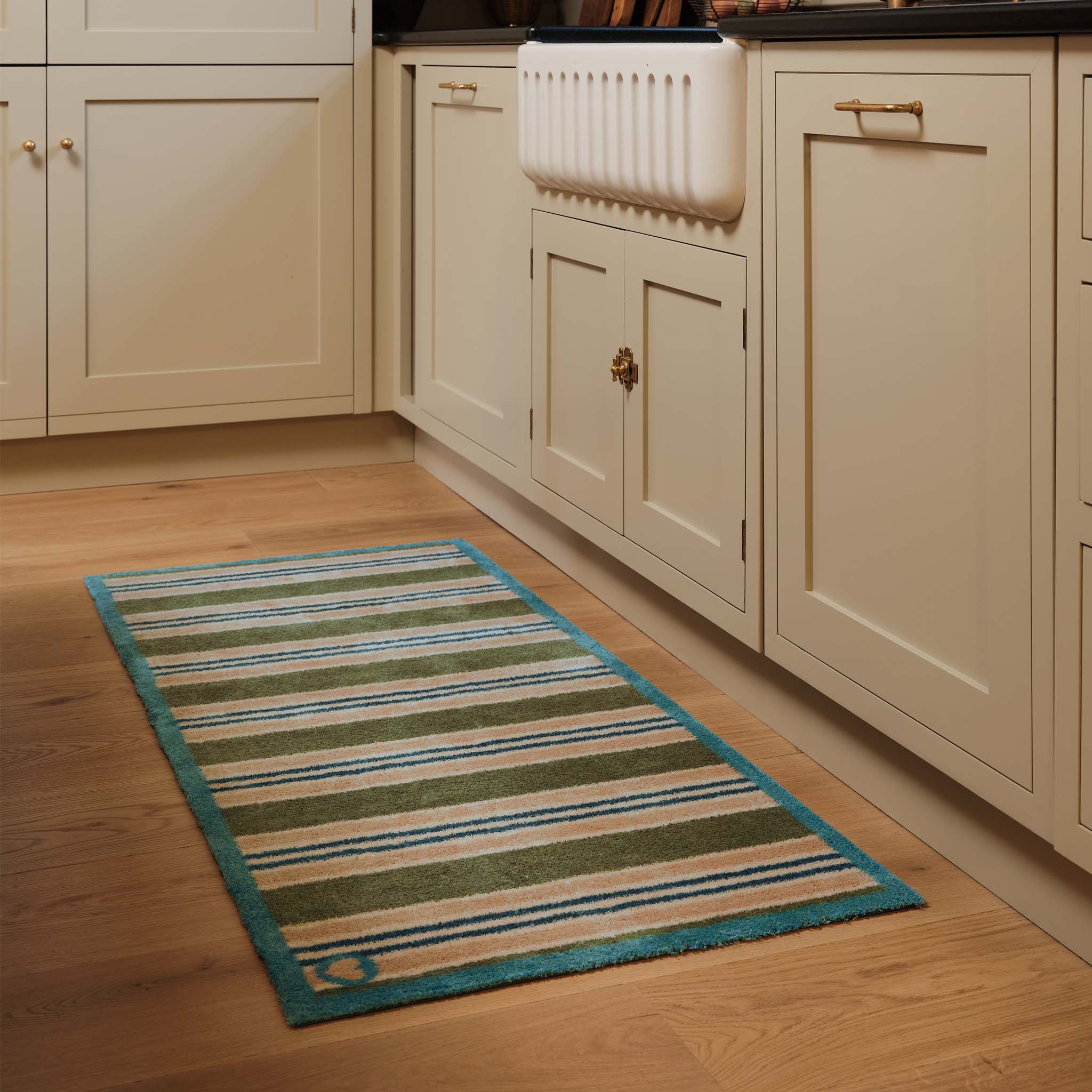 Timeless Stripe Green Washable Runner - Image 2