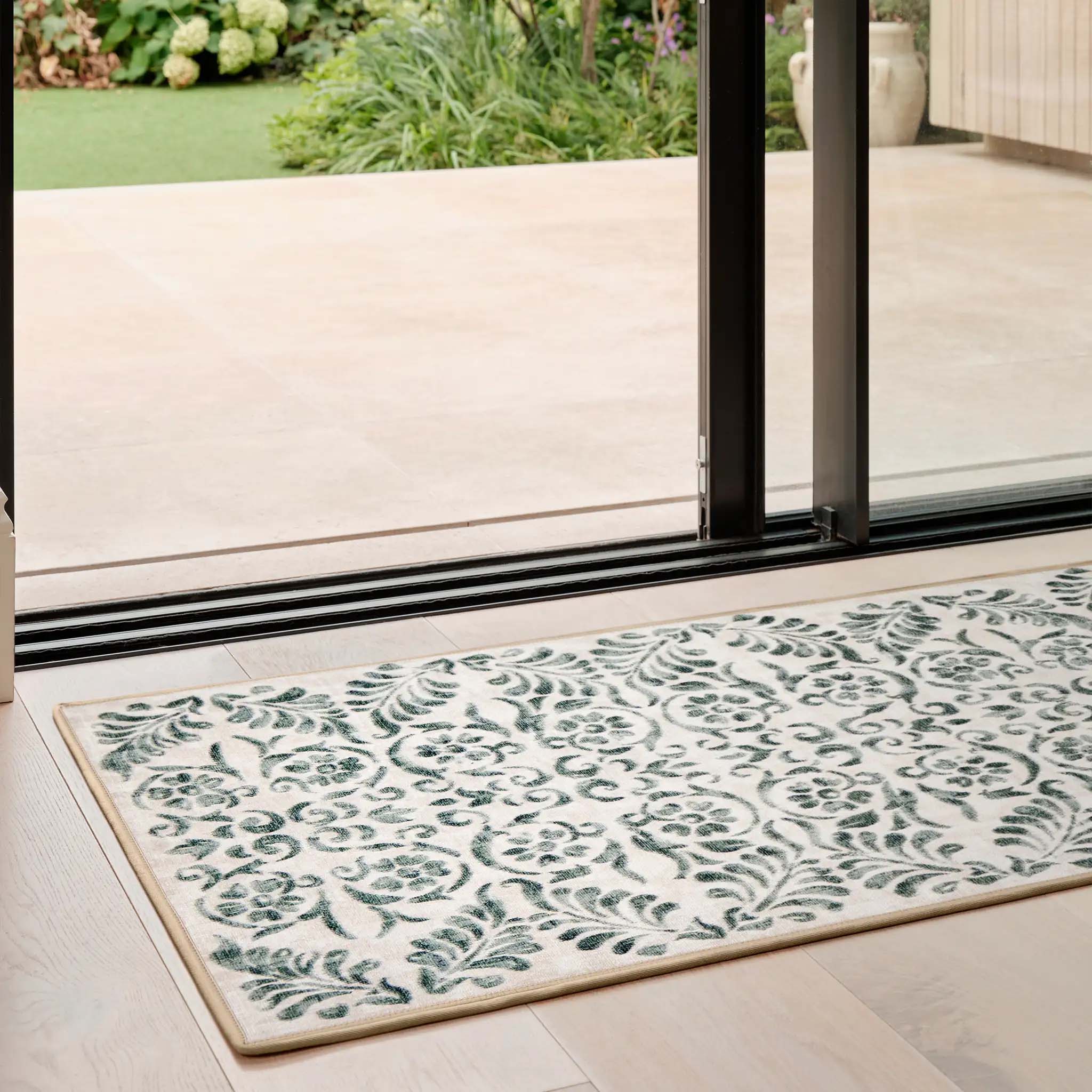 Vintage Scroll Green Eco-Washable Runner - Image 2