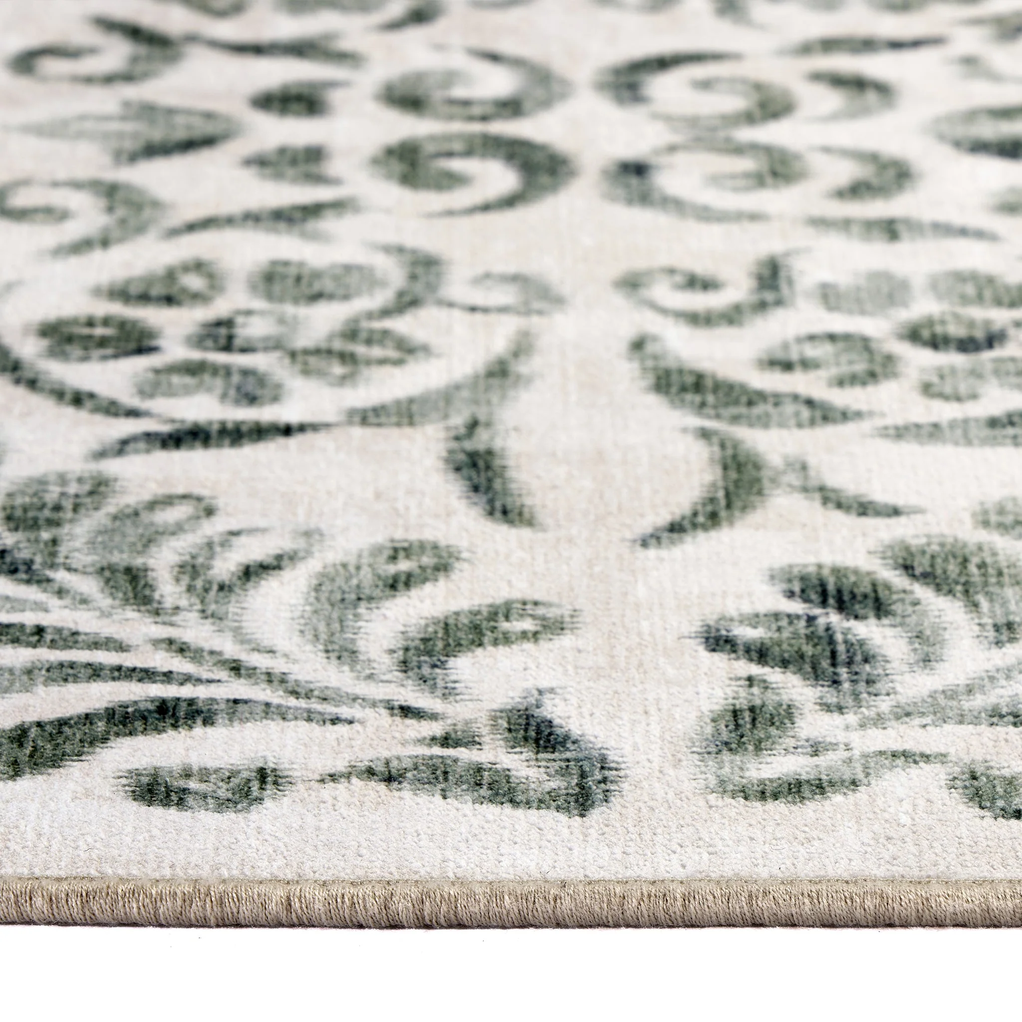 Vintage Scroll Green Eco-Washable Rug - Image 4