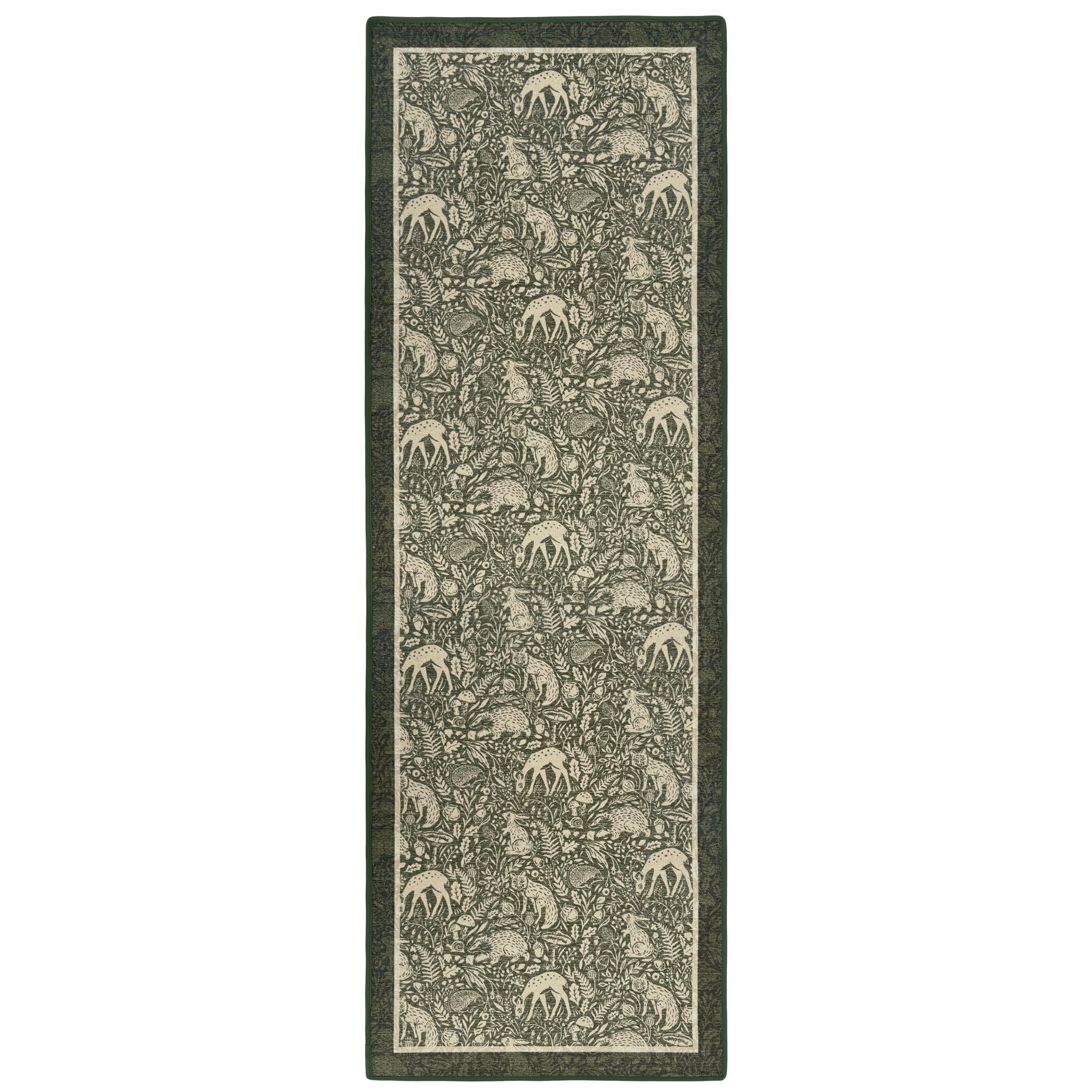Whimsical Woodland Green Eco-Washable Runner