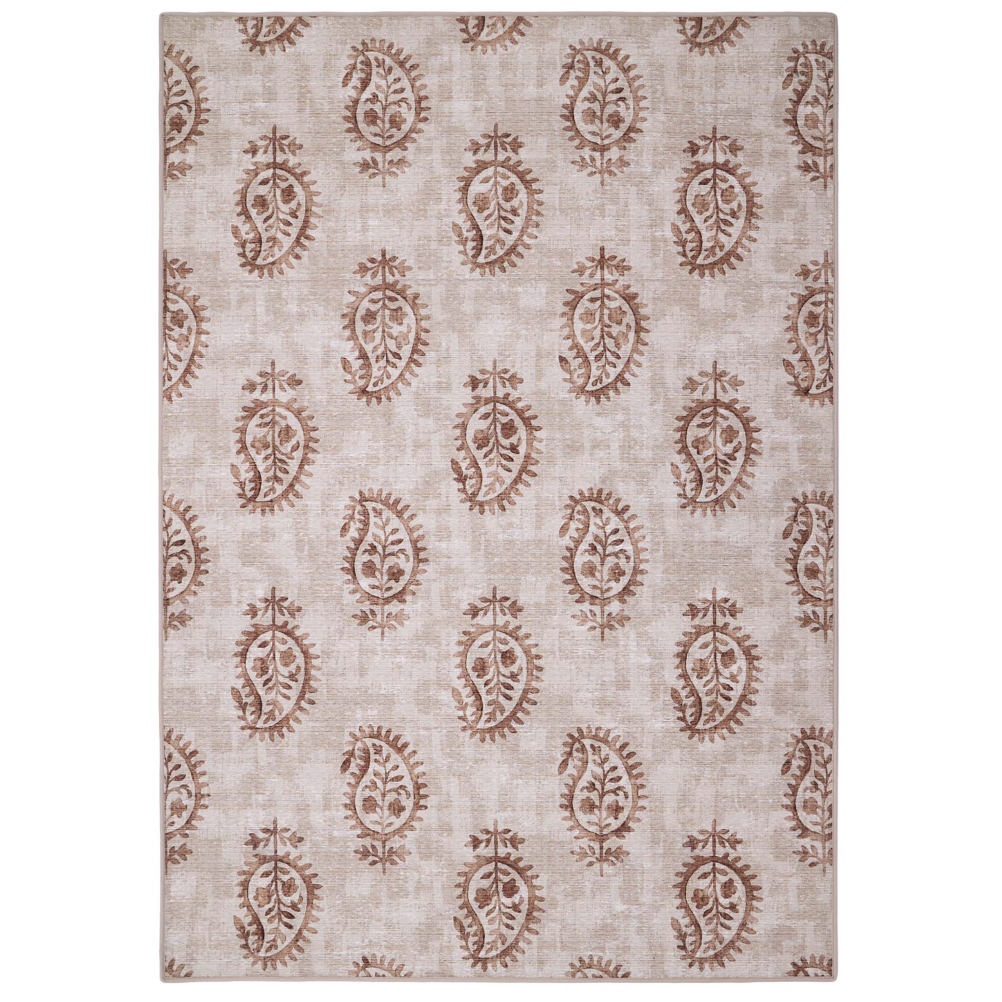 Woodblock Paisley Rust Eco-Washable Rug