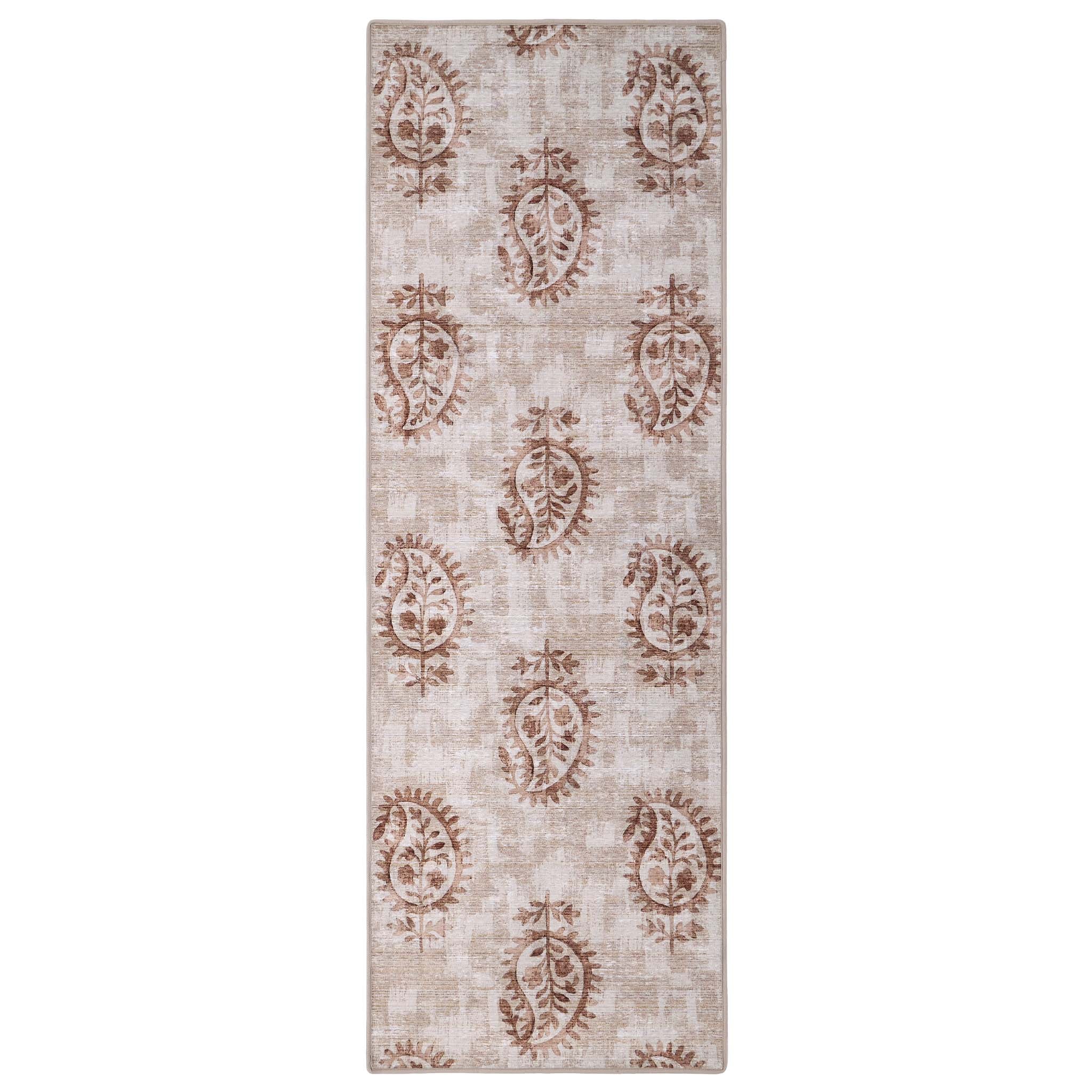 Woodblock Paisley Rust Eco-Washable Runner
